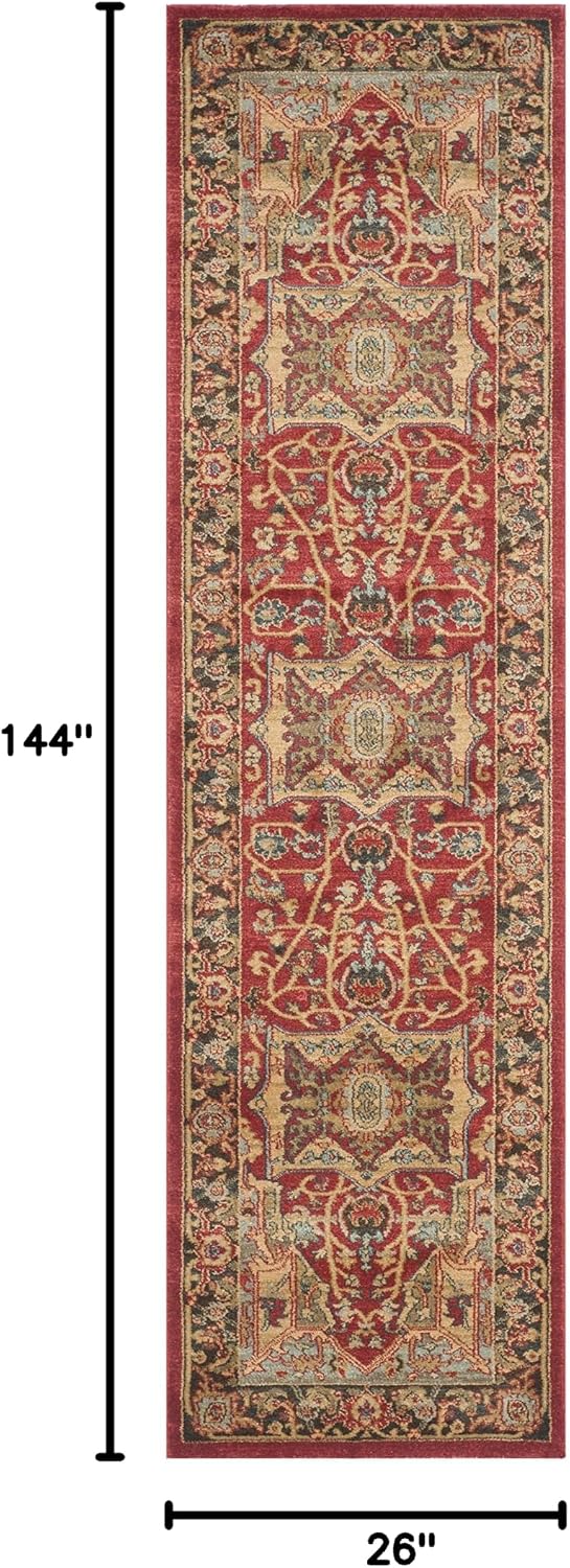 SAFAVIEH Mahal Collection Runner Rug - 2'2" x 12', Natural & Navy, Traditional Oriental Design, Non-Shedding & Easy Care, Ideal for High Traffic Areas in Living Room, Bedroom (MAH625B)