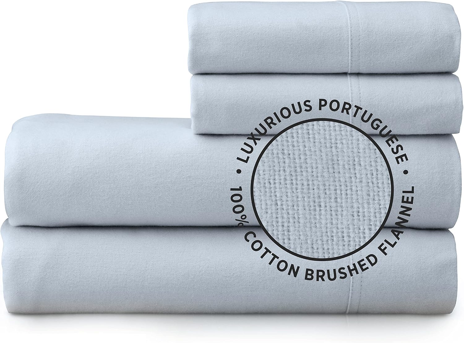 Welhome 100% Cotton Flannel Sheet Set | Full Size 4 PC Luxury Bed Sheets | 100% Brushed Cotton for Supreme Comfort | Lightweight | Soft Warm & Cozy | Breathable | Deep Pockets | Blue