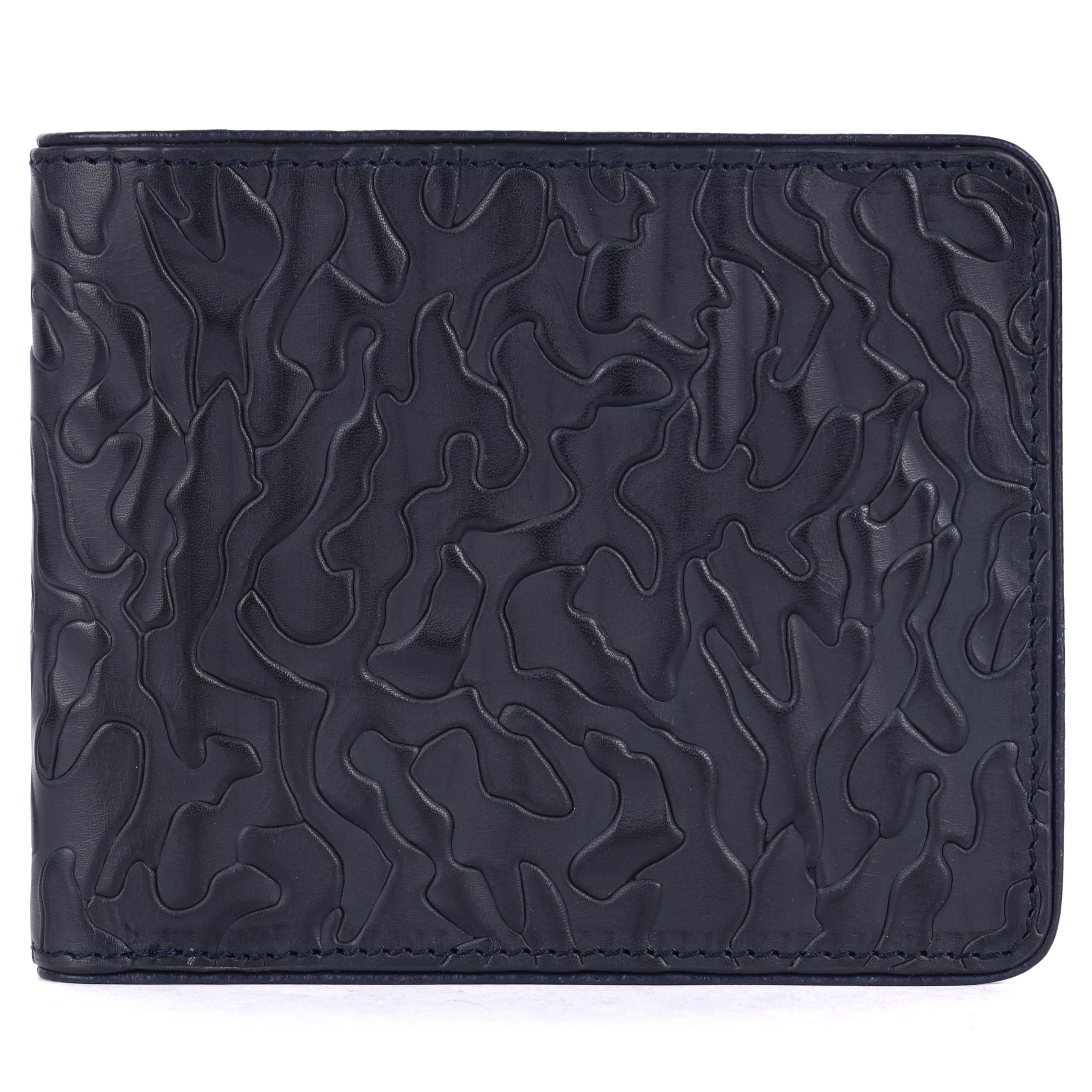 Black Laser Printed Designer Leather Wallet for Men | Extra Capacity Slim Bifold Wallet with 2 Multipurpose pocket, 8 credit card Slots | Ultra Strong