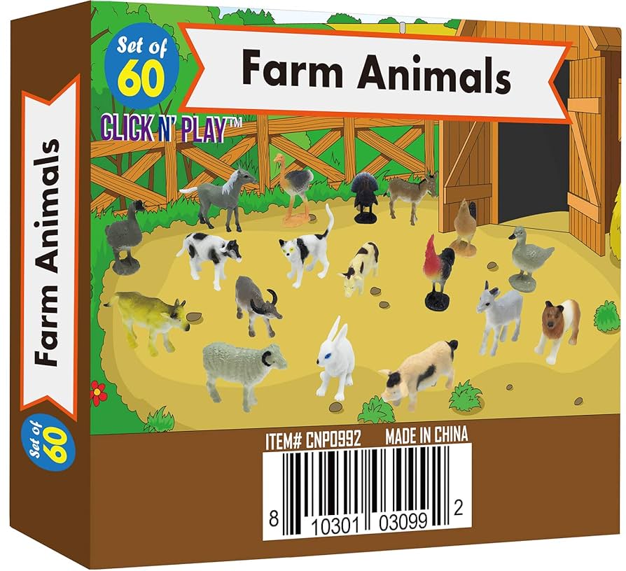 Amazon.co.jp: Click N' Play ミニ農場動物おもちゃ - 60ピース