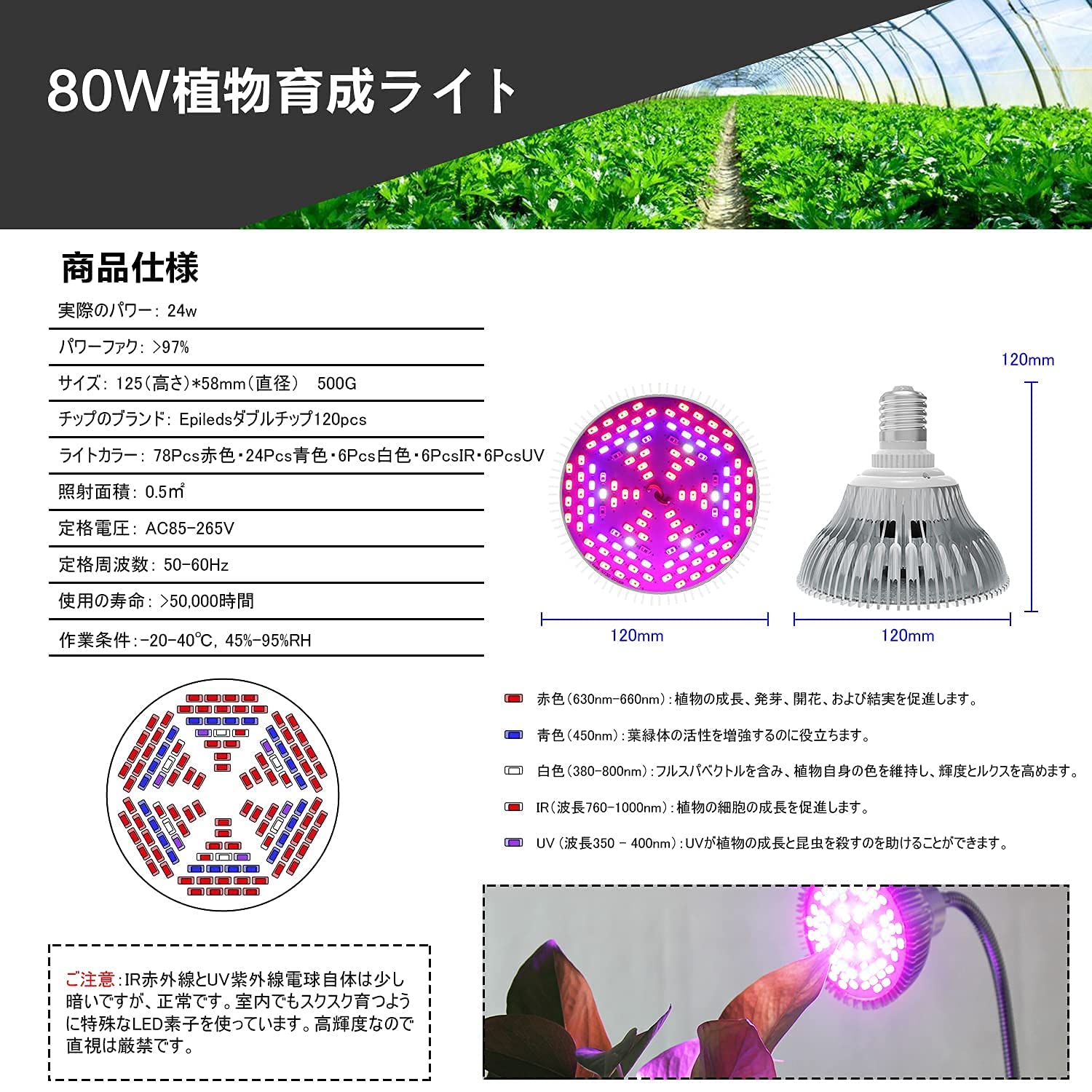 3セット　MORSEN LED Grow Light Amazon.co.jp: MORSEN LED植物育成ライト 80W相当 赤色 E26口金