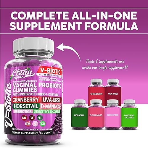 Miniatura 2 de Probióticos vaginales para mujeres, gomitas con arándano, Uva Ursi, cola de caballo, D-manosa, prebióticos y enzimas digestivas Suplemento de salud