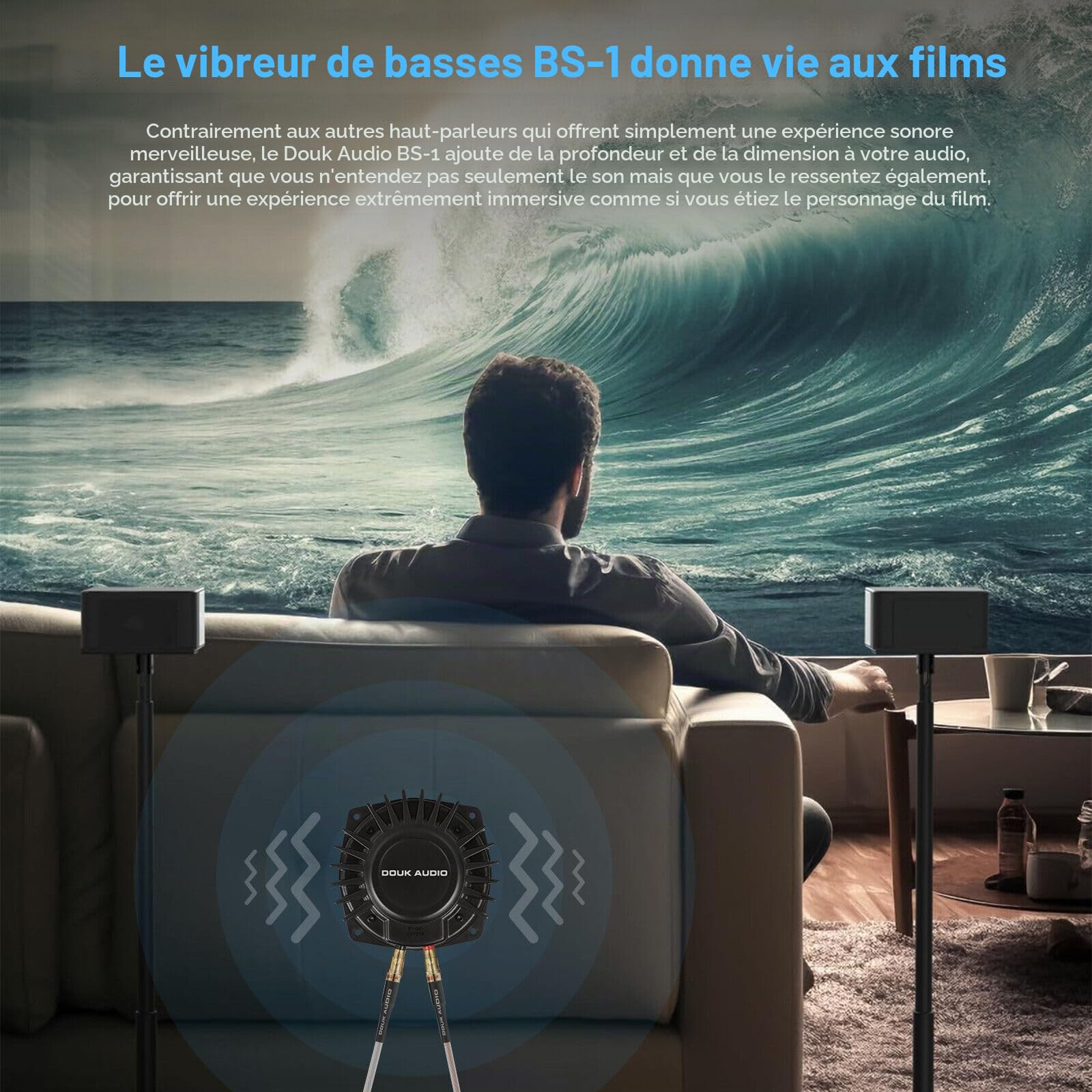 Douk Audio BS-1 Paire de shakers de basses tactiles haute performance pour home cinéma et jeux vidéo 50 W