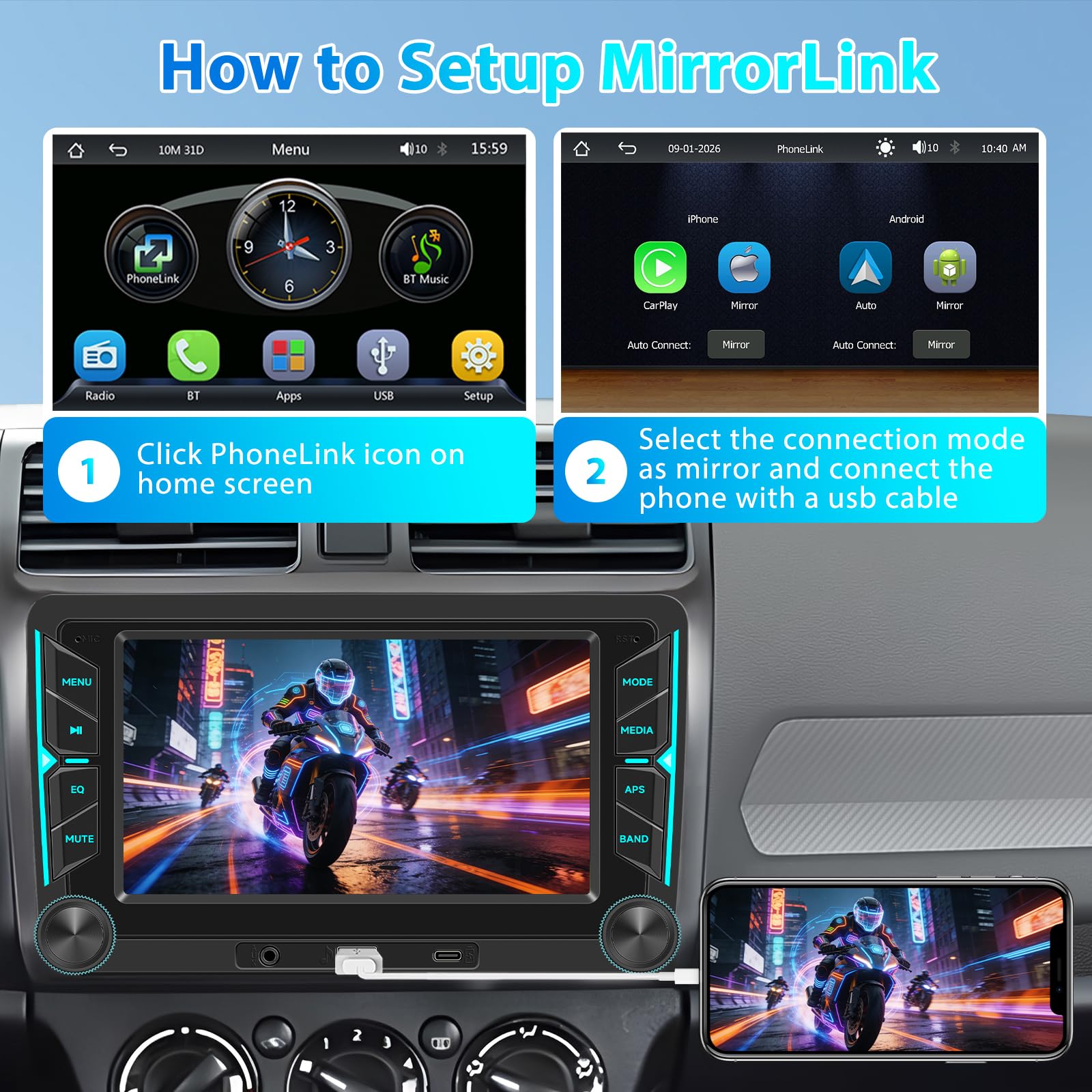Radio de Coche para VW Golf 5 6 Passat Polo Tiguan Touran Caddy Skoda Seat 7 Pulgadas Pantalla Táctil Inalámbrico Carplay Radio con Android Auto Bluetooth Mirror Link FM Am RDS EQ USB Not Android