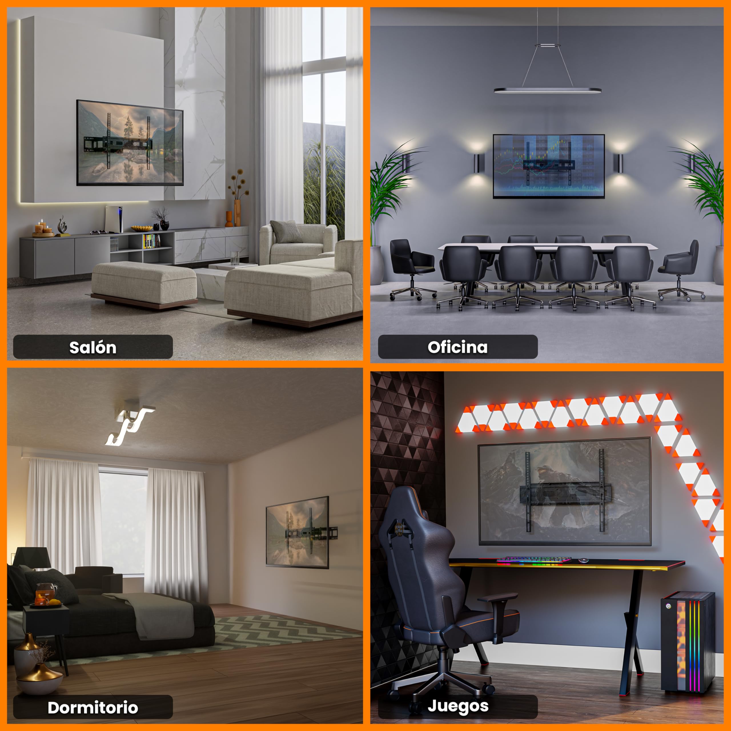 Easylife Soporte de TV de Pared FlexMount E80 Dual 37–80'', Doble Brazo, Inclinable y Giratorio, VESA 600x400, hasta 40KG, Plano Articulado para Televisor Pared con Gestión de Cables