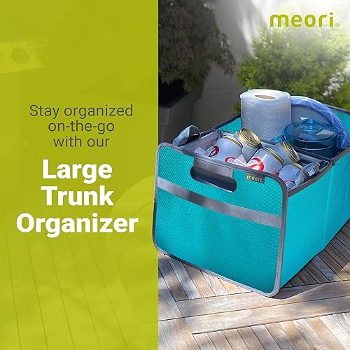 Miniatura 2 de meori Organizador de maletero grande para comestibles, plegable, azul celeste, almacenamiento, coche, SUV, 2 compartimentos, picnic, viaje por