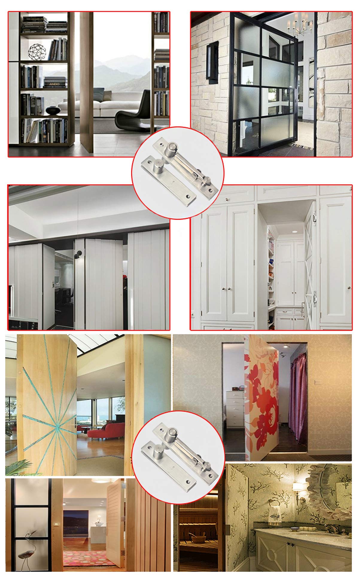 MING Door Pivot Hinges, HeavyDuty Hinges for Wooden Doors, 360degree