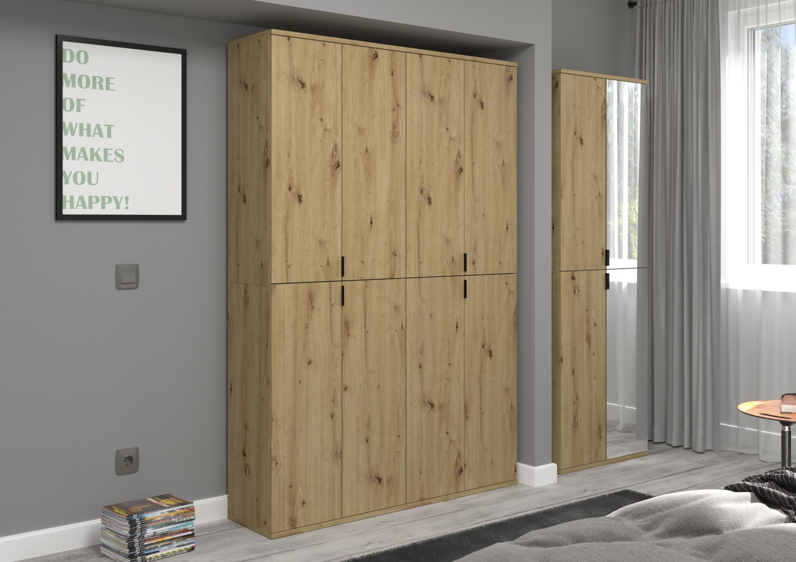 xonox.home - Hochschrank Projekt X 30x193x34 cm in Artisan Eiche Nachbildung - Flurschrank Möbelstück Garderobenschrank - modern platzsparend und funktional einfache Montage