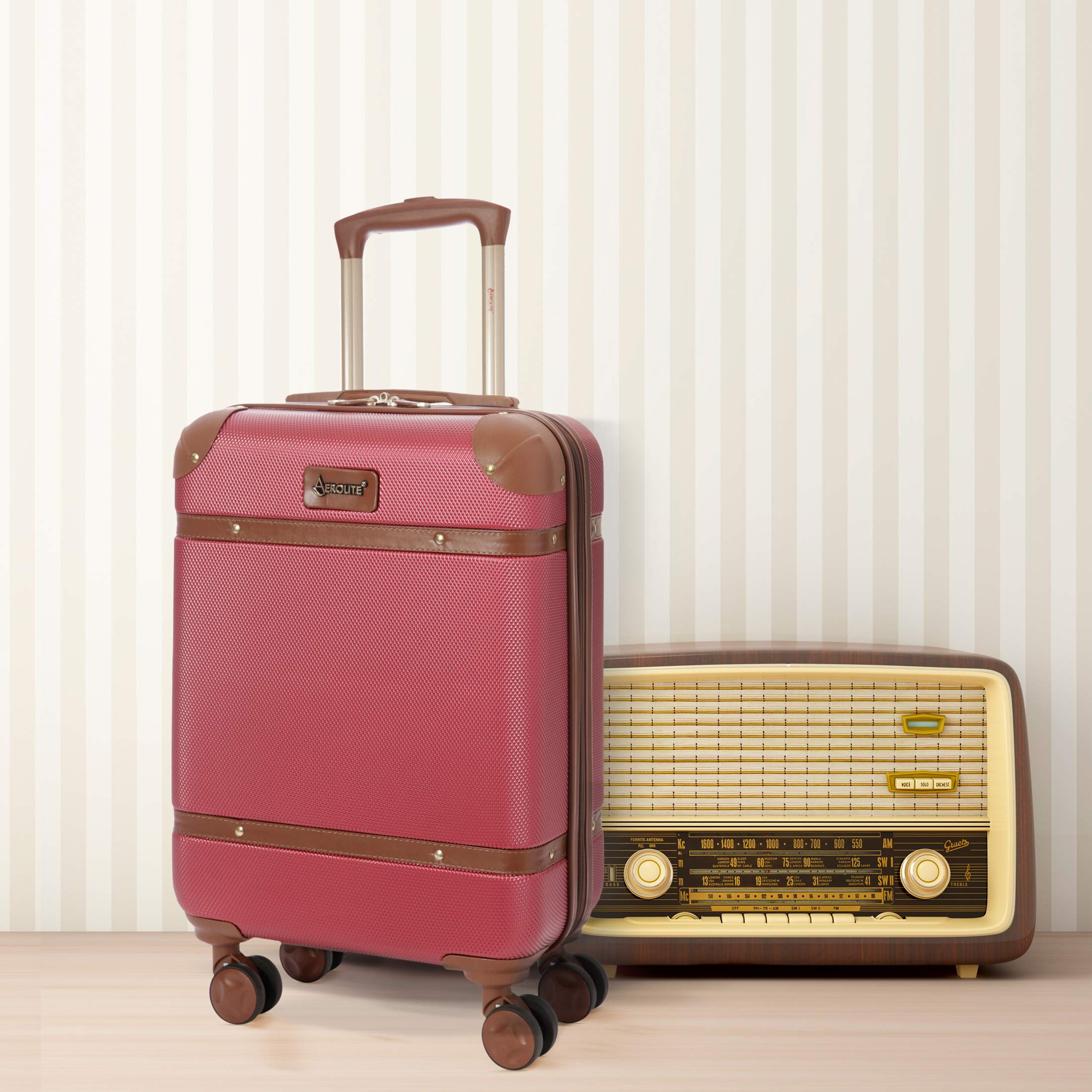 Stylish Classic Retro Vintage Hard Shell Carry On Hand Cabin Luggage