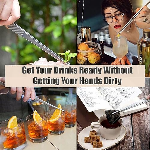 Miniatura 7 de Pinzas de precisión profesionales de acero inoxidable culinario con puntas dentadas, pinzas para servir con detalles de presentación de alimentos,