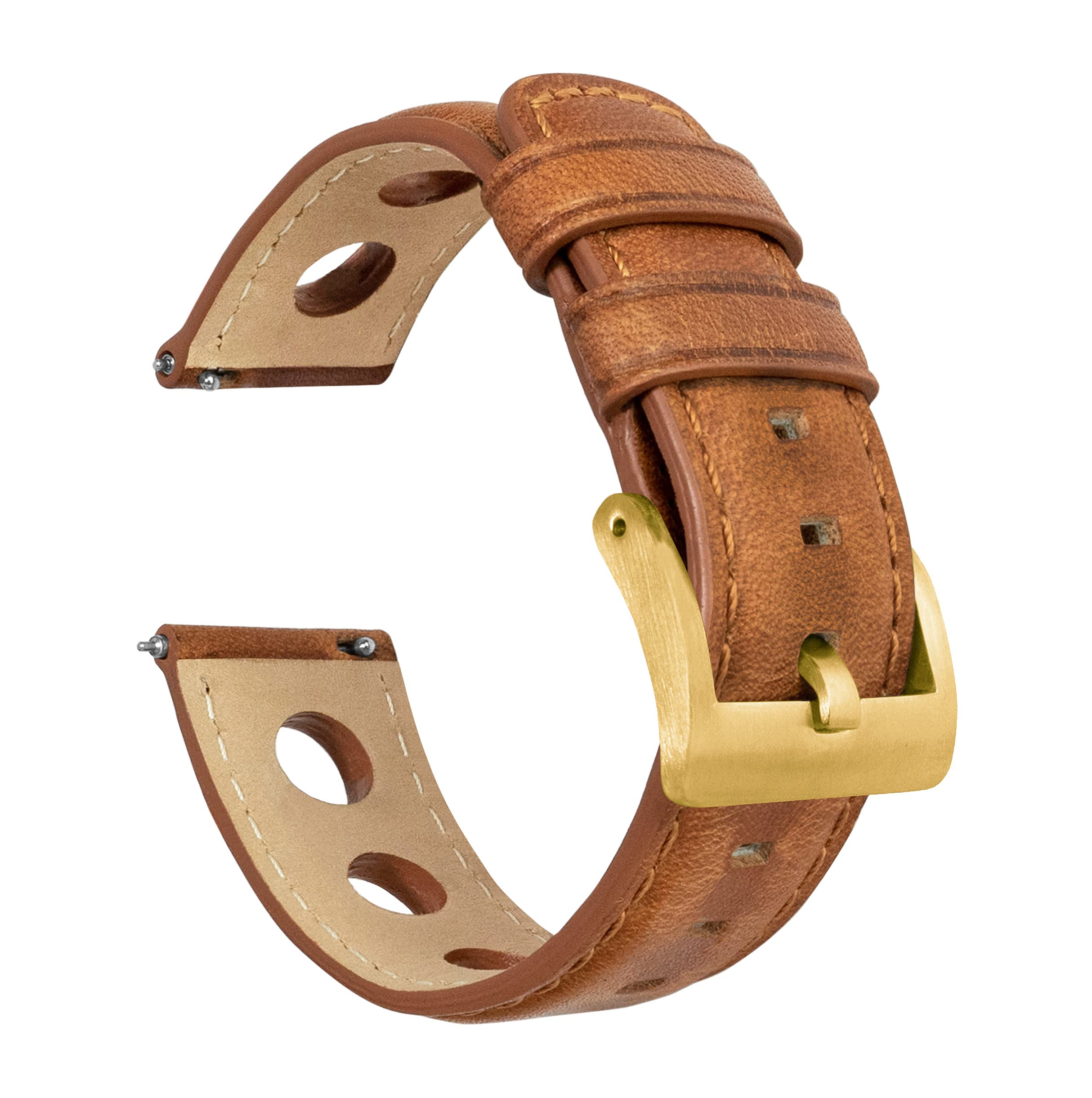 Barton Racing &amp; Rally Horween Leather Straps with Integrated Quick Release Spring Bars - Watch Bands