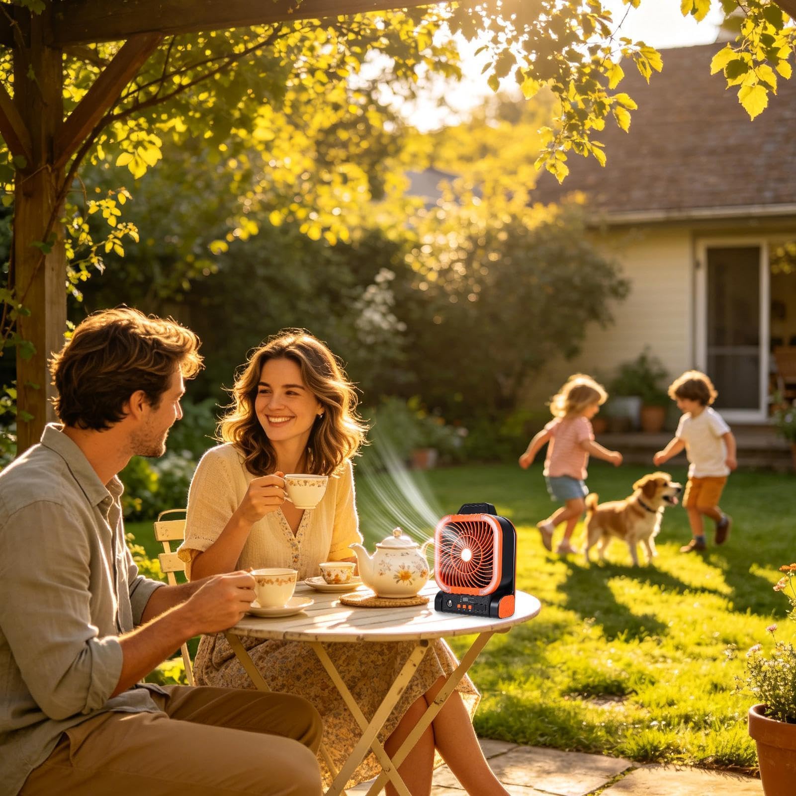 Ventiladores solares para exteriores con temporizador, plegables