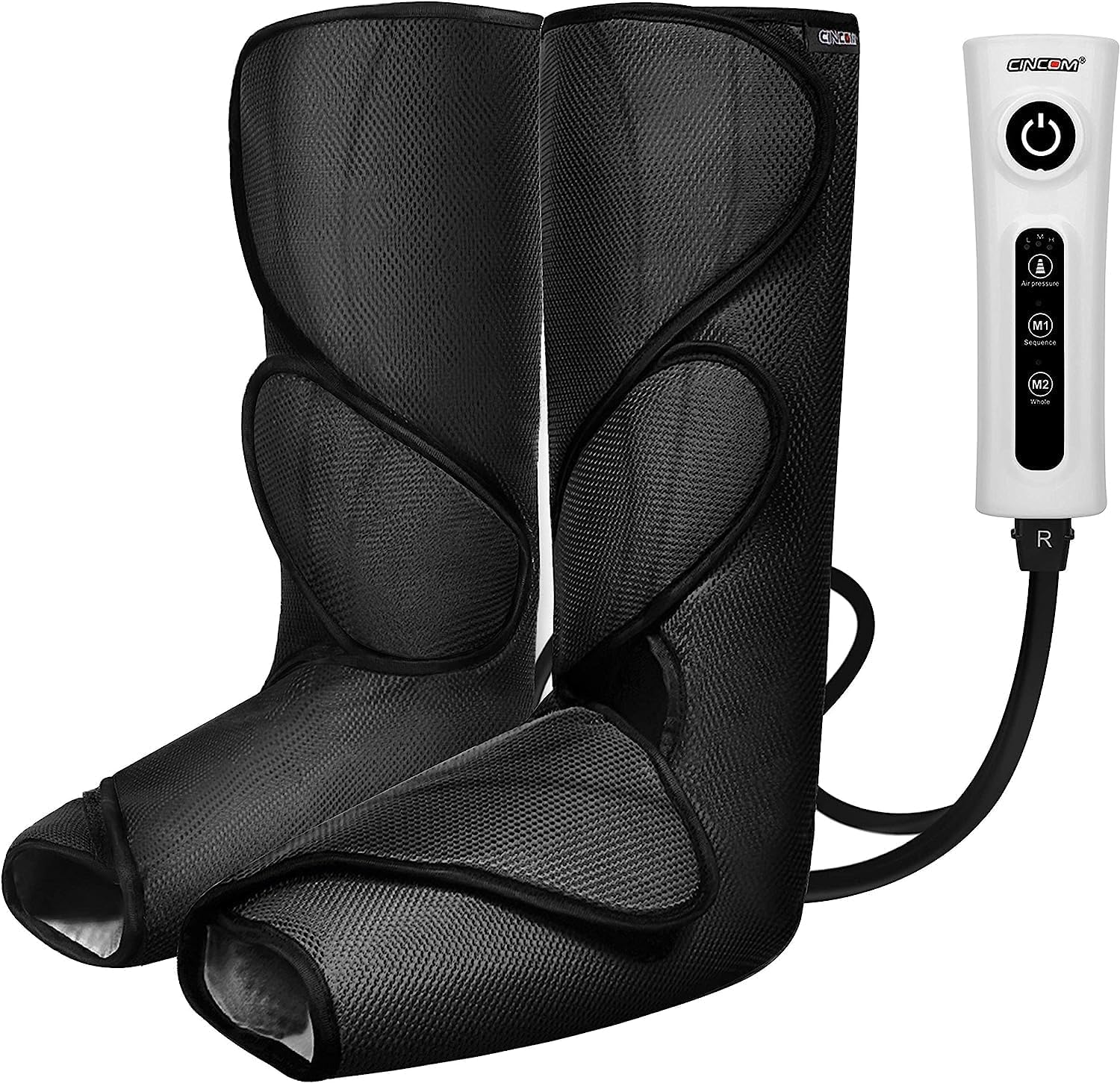 CINCOM Leg Massager,Leg Compression Massager for Circulation and Pain Relief Air Compression Foot Corded Electric Calf Thigh Massager with Handheld Controller(Calf & Foot),Black discount deal