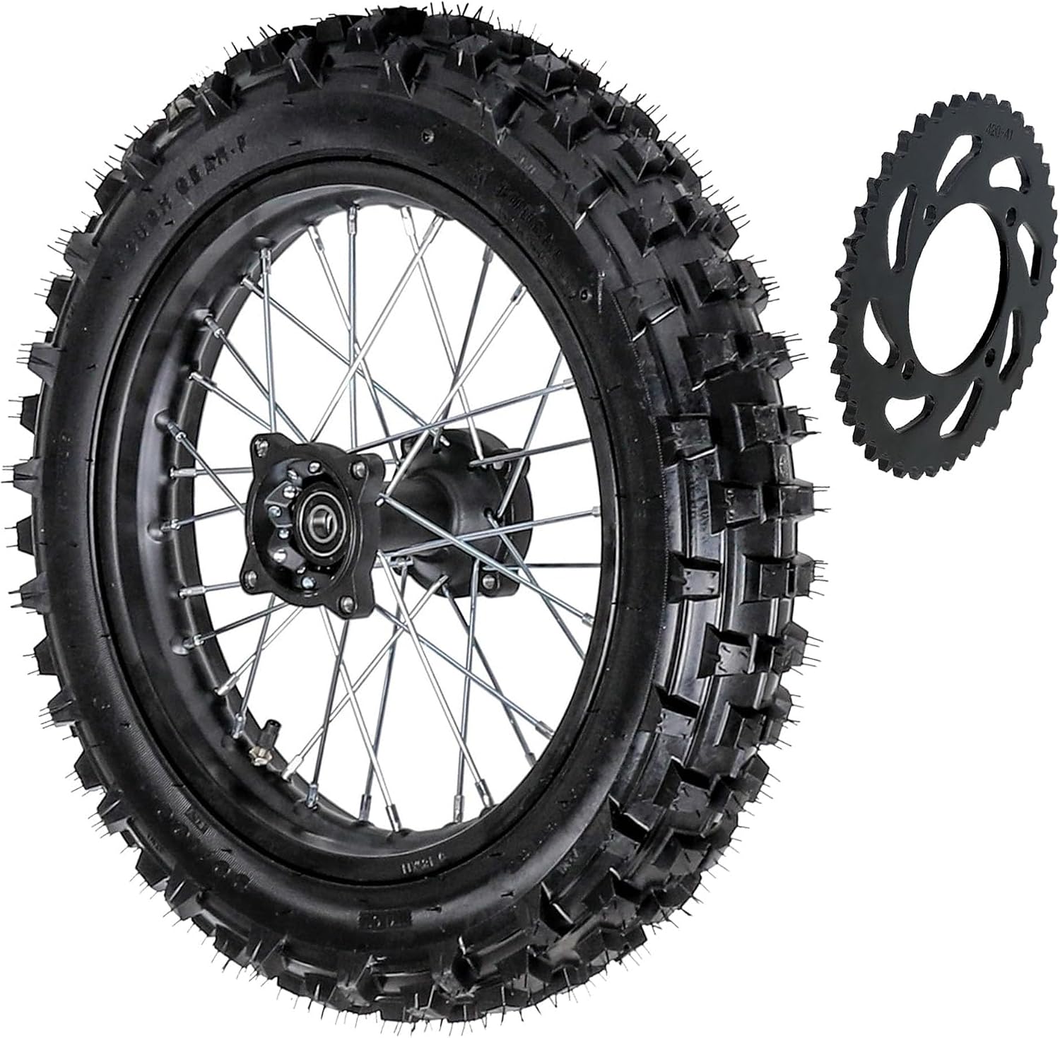 14" Rear Dirt Bike Wheel Assembly 90/100-14 Tire, 1.85x14 Rim, Inner Tube & 420 41T Sprocket for 125cc-150cc Pit Bikes, Motocross, Off-Road Motorcycle, Compatible with SSR, Apollo, CRF