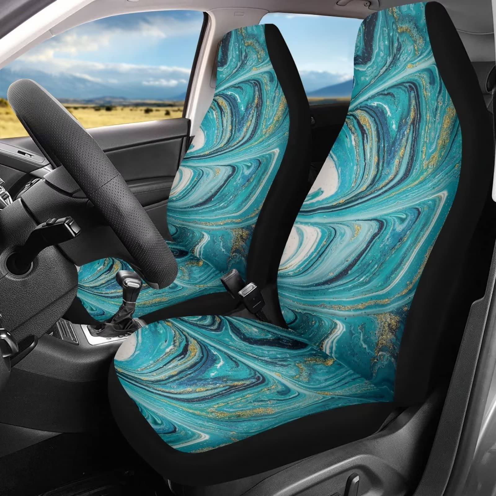 702 2 Pièces Accessoires Auto Interieur Marbre Siège De Housse De Voiture Confortable Protecteur De Voiture Couvre 52X138Cm pour Suvs, Trucks, Sedans