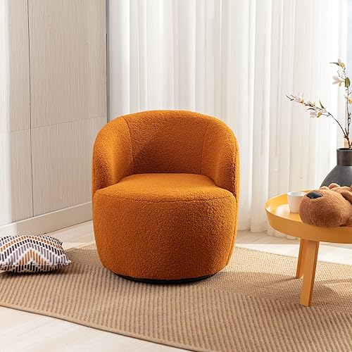 Miniatura 20 de KIVENJAJA Teddy Sherpa - Silla giratoria tapizada con brazo redondo moderno, giratorio de 360 grados, sillón individual pequeño para guardería, sala