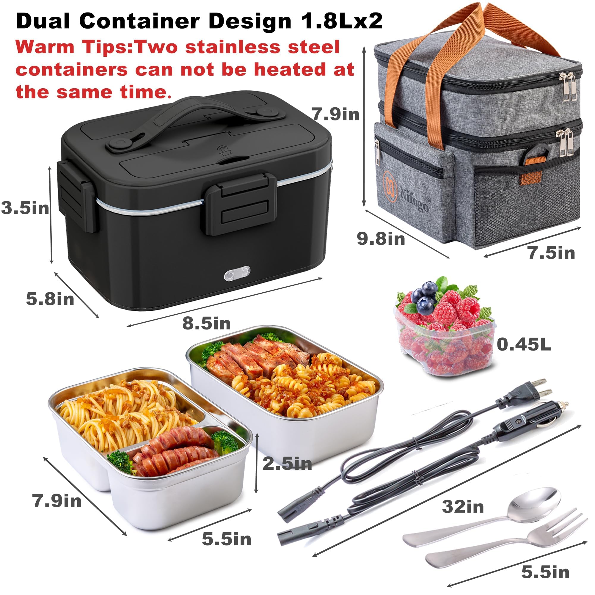 Elektrische Lunchbox 100W，1,8L,12V/24V/230V für Auto Lkw Büro