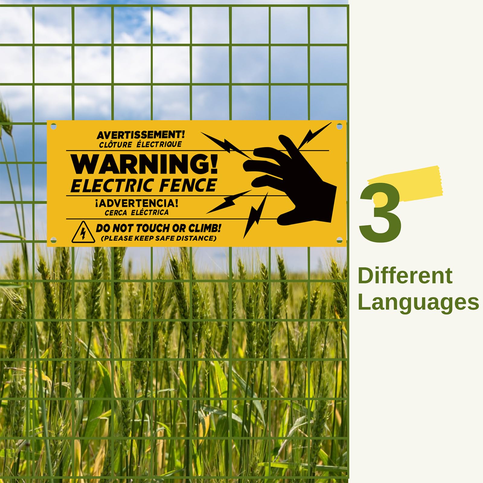 10 Cartelli Avviso Recinzione Elettrica - Plastica Giallo/Nero 25x10 Cm