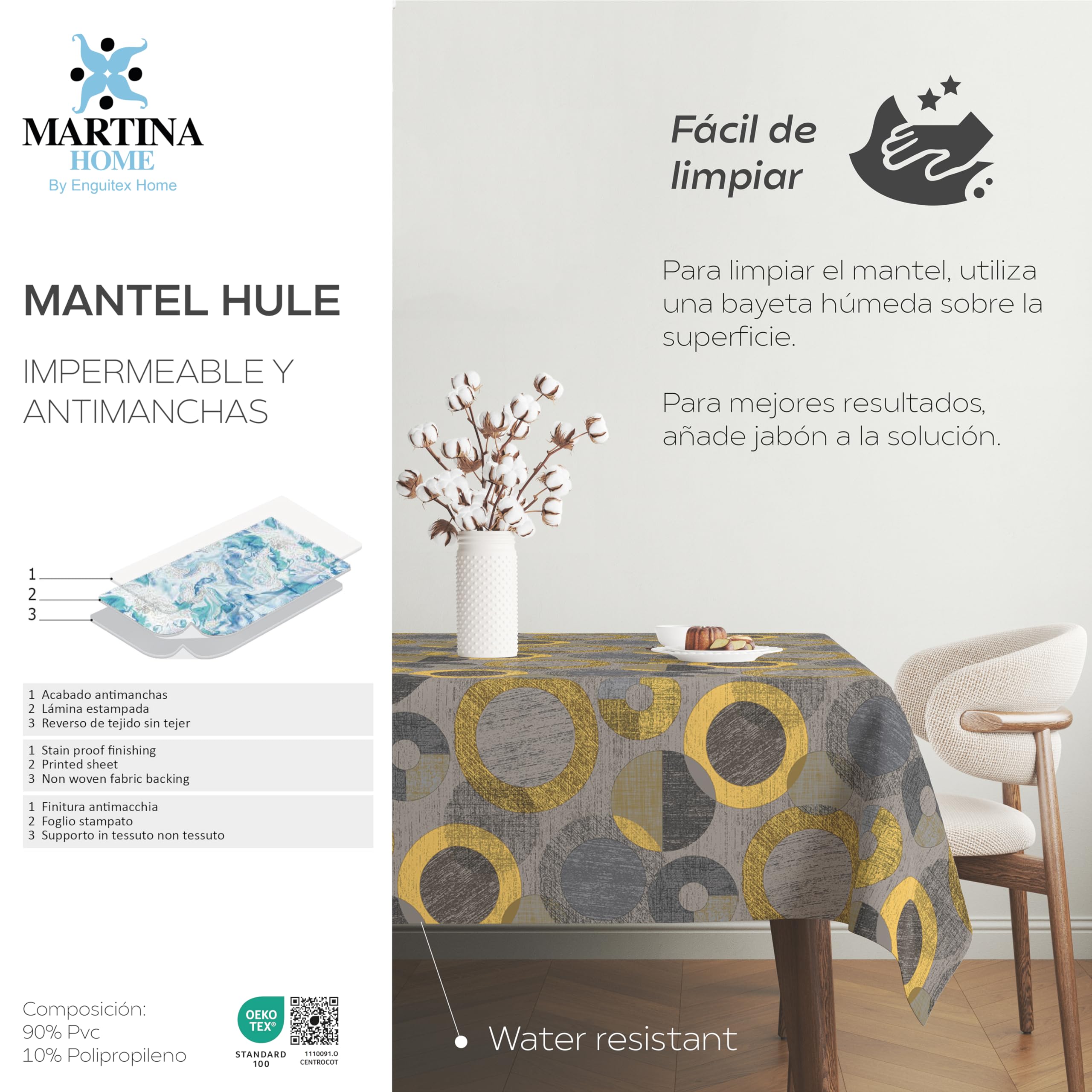 Martina Home Oilcloth Tablecloth TAMBRE Yellow 220 x 140 cm, Lemon Tree, 86.6 x 55.1 inch (Rectangular) - Image 4