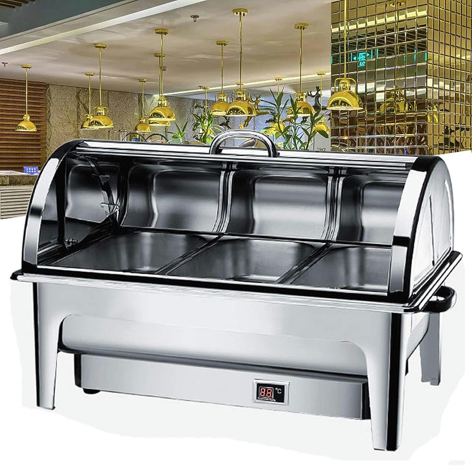Contenitori Scaldavivande Acciaio Inox, Chafing Dish, Contenitore Termico per Alimenti Caldi Scalda Cibo per Party, Banchetti, Pranzi - Risparmiato Molti Pasti, 9L