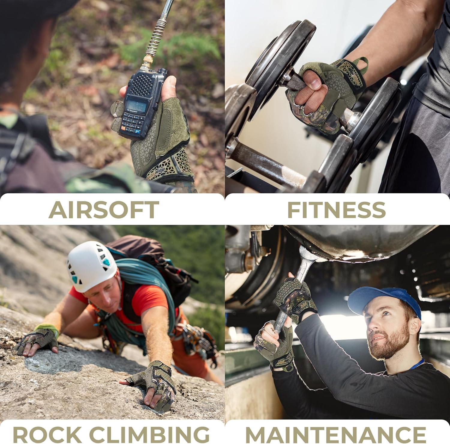 HANDLANDY Fingerless Framer Work Gloves for Men, Utility Grip Paded Gloves for Tactical Shooting Airsoft Hunting Driving (Camo- 3 Fingerless, Medium (Pack of 1)) - Image 5