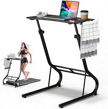 GRLEAF Adjustable Height Standing Desk for Walking Pad Treadmill, Desk for Laptop with Cup Holder, Desks for Bike/Cycling, Used for Bedrooms and Offices Black