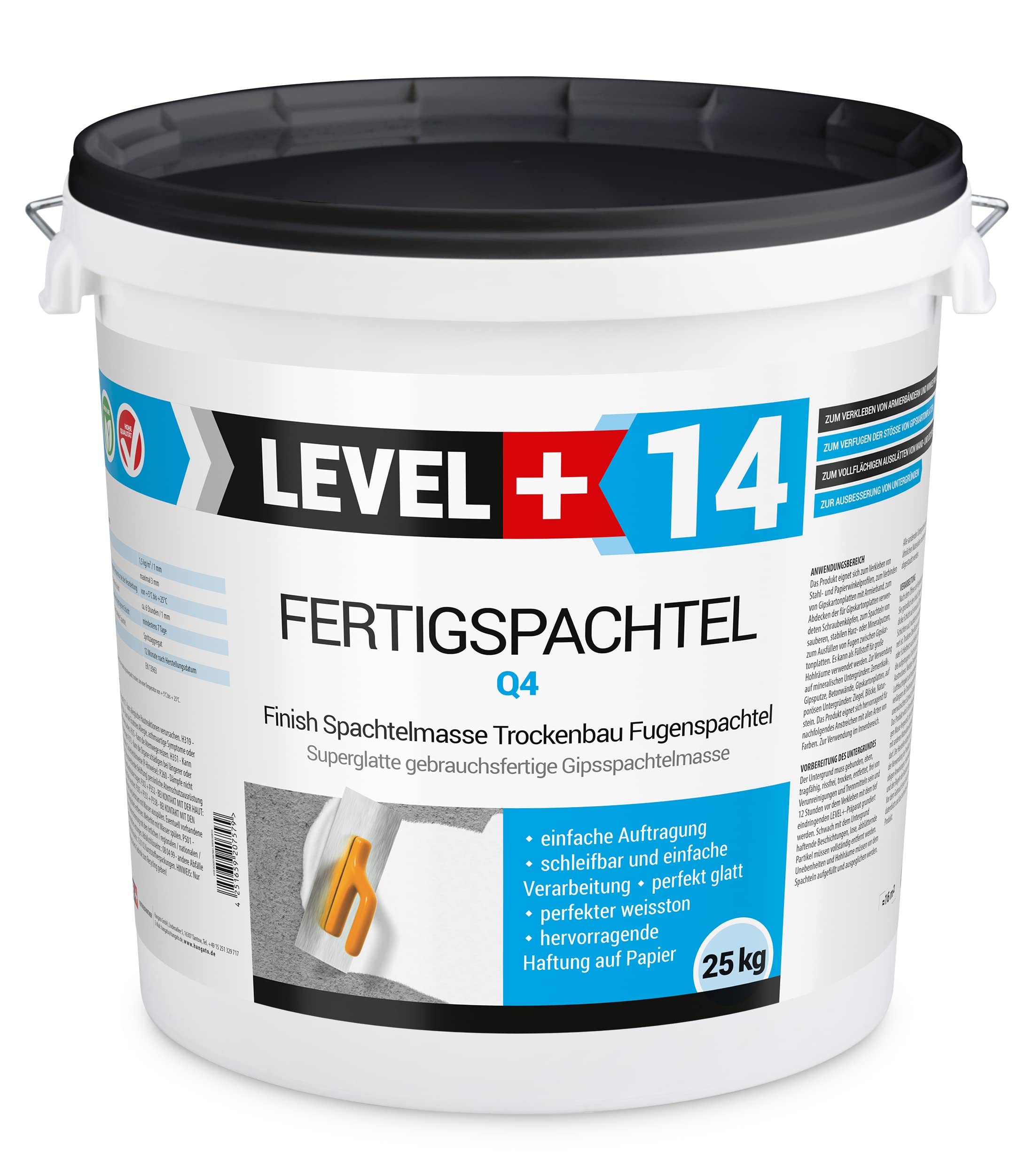 Fertigspachtel Spachtelmasse 25 kg Glättspachtel Fugenspachtel Reinweiss