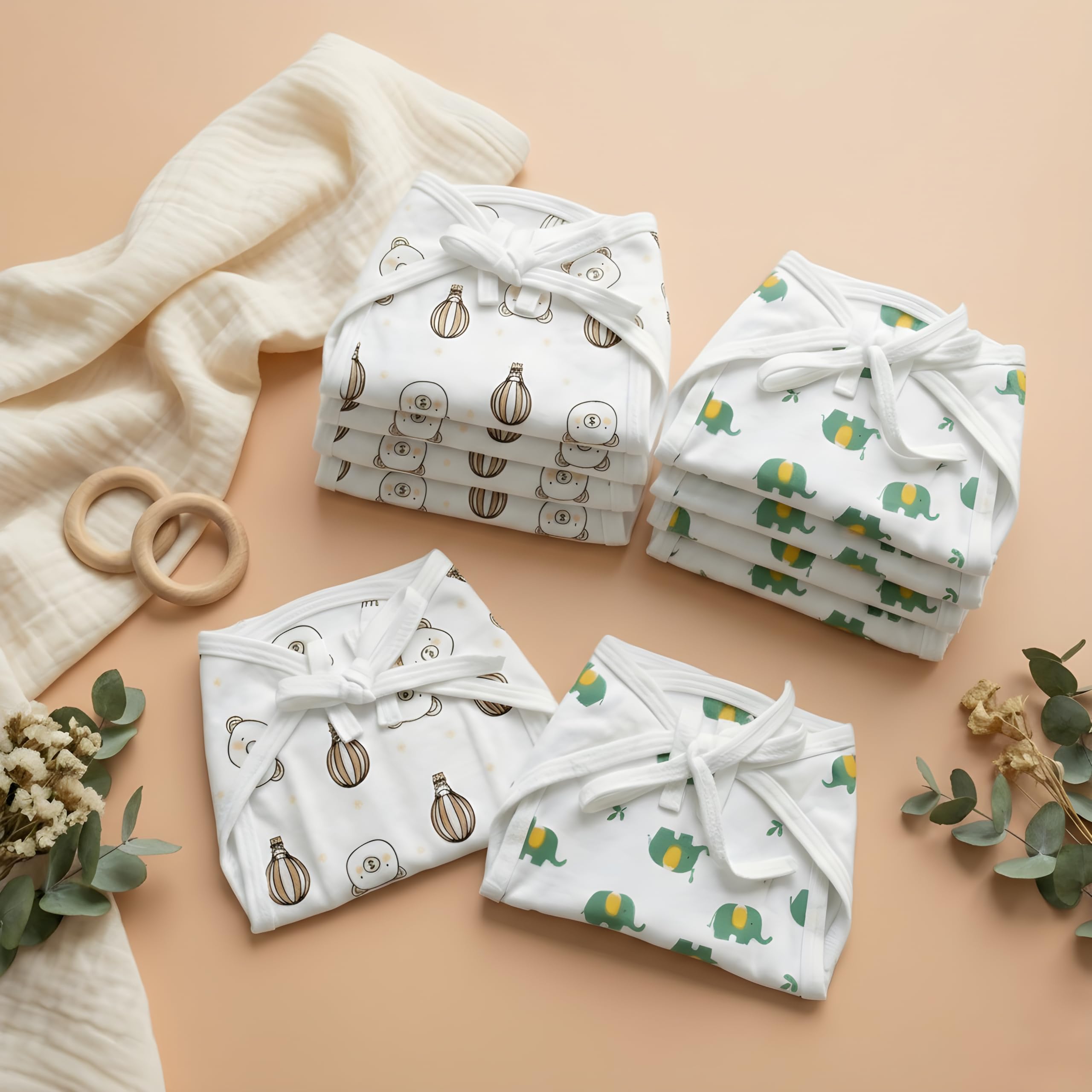 Blushbaby Pack of 10 Pure Cotton Padded Nappy for Newborn Baby 0–3 Months | Double Layered, Extra Soft & Breathable Cotton Langot | Reusable & Washable Cotton Nappy for Baby Boy & Girl | Newborn Baby Essentials-image-28