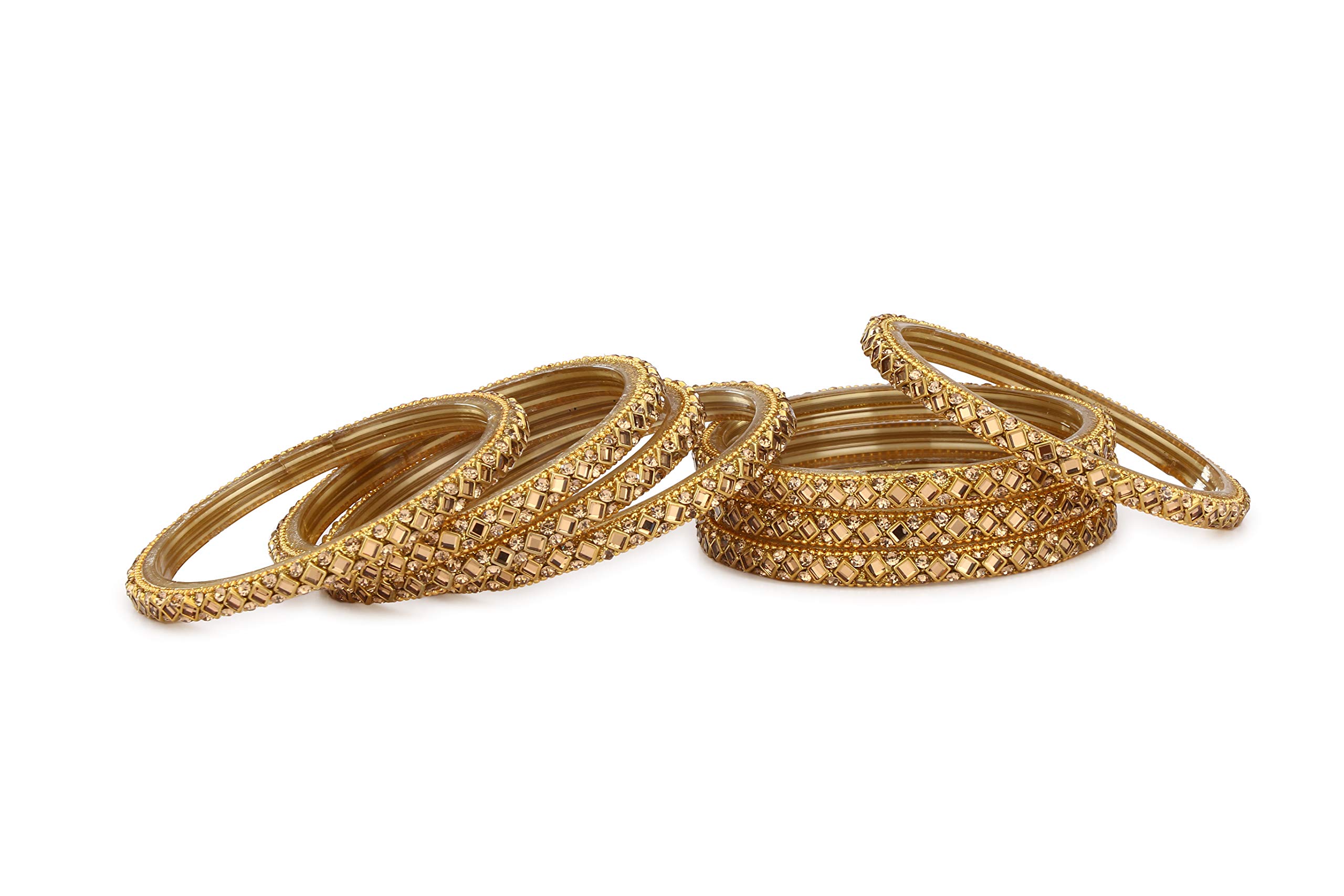 Somil Designer Glass Bangles/Kungan/Kada Set for Wedding, Festival, Workplace, Party, Traditional, Designer, Ornamented with Stone, Golden (B089GMS1TB) Amazon Price History, Amazon Price Tracker