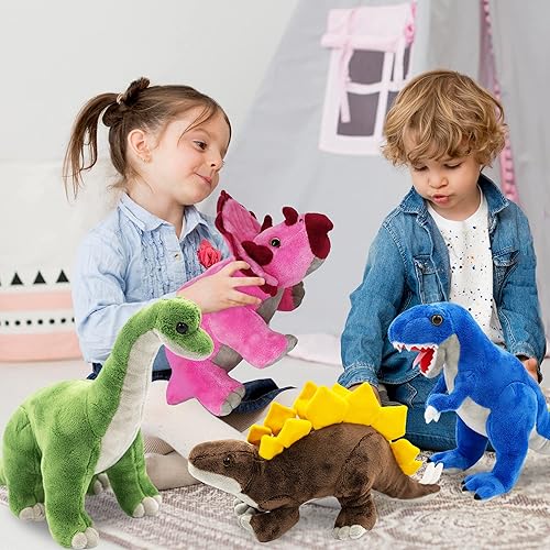 Miniatura 7 de ArtCreativity Animales de peluche de dinosaurio para niños, juego de 4, dinosaurios de peluche para niños y niñas a partir de 3 años, animales de