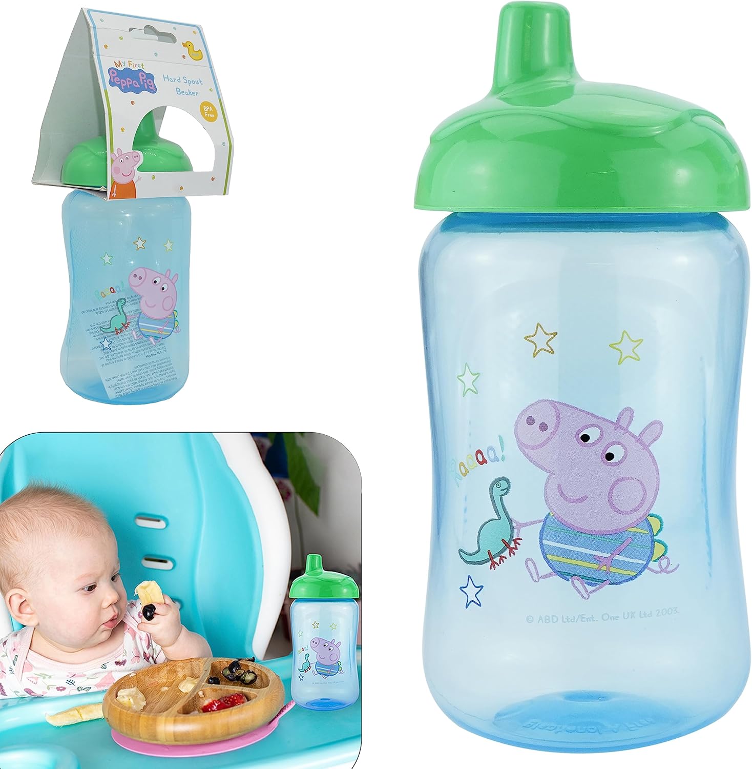 HOVUK Peppa and Sippy Cup 21.8cm Blue Plastic Beaker for