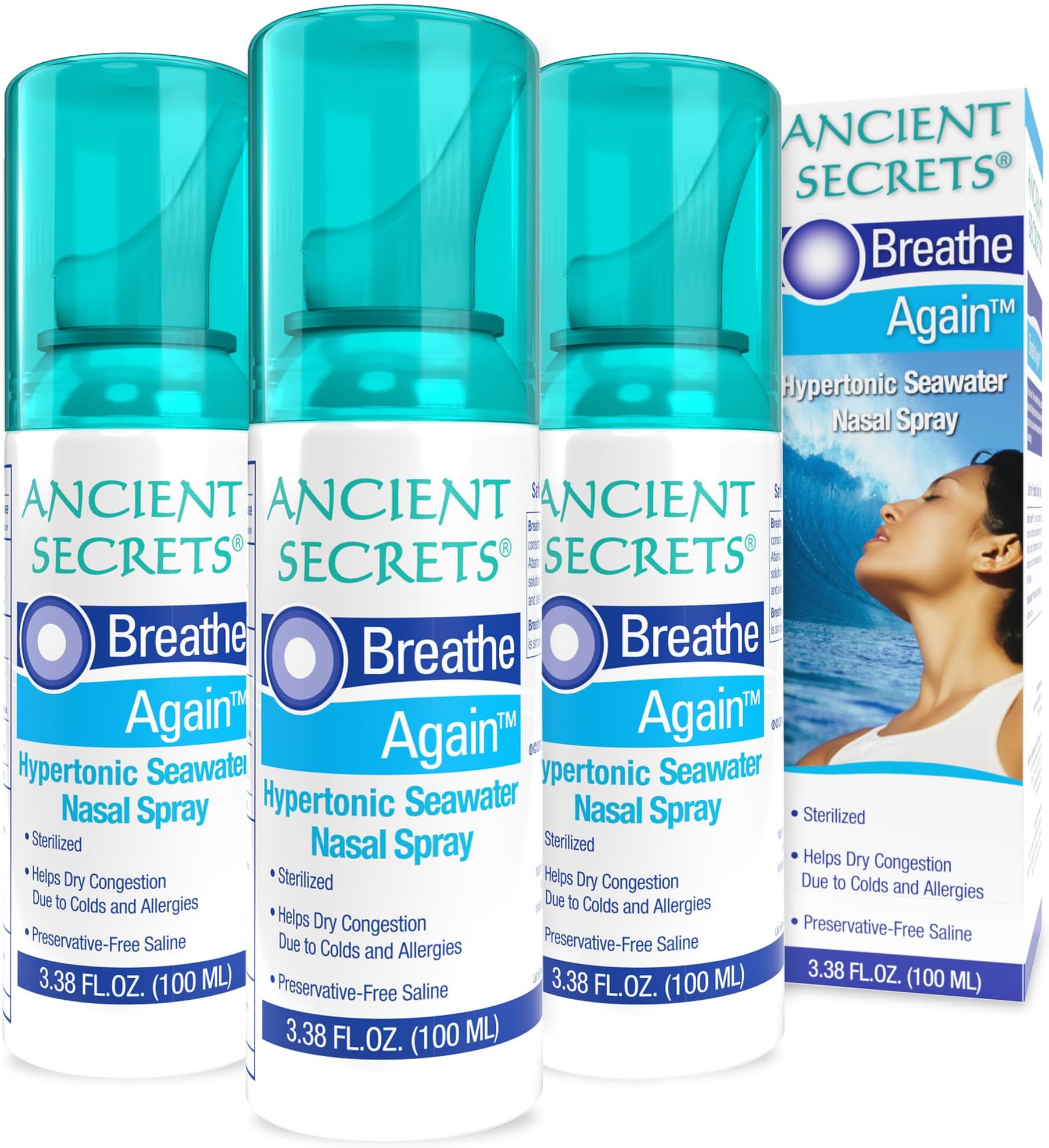 Seawater Nasal Spray 3.38 OZ, 3 pack