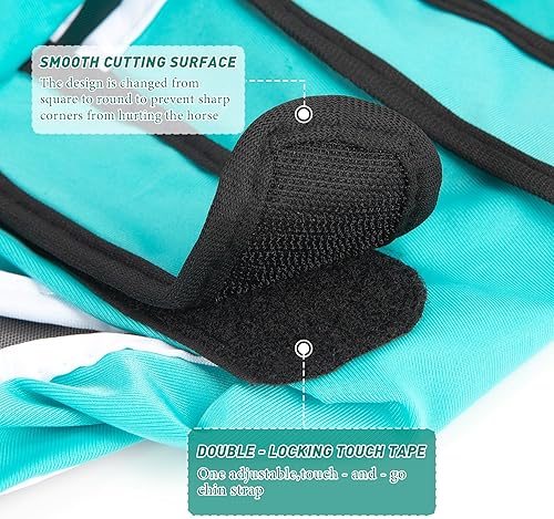 2 in 1 Set Detachable Horse Fly Mask with Nose Cover Fly Masks for Horses with Ears & Eyes Adjustable for All Face UV Protection & Bugs Separation Breathable Elastic Fly Mask