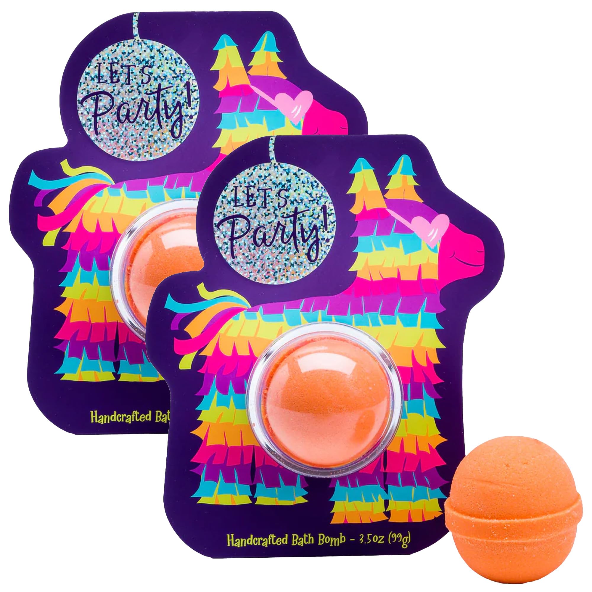 Cait + Co Relaxing Bath Bomb Giftable, 3.5 Ounce Coconut Milk Recipe, Strawberries and Jasmine Scent, Pinata - Pack of 2