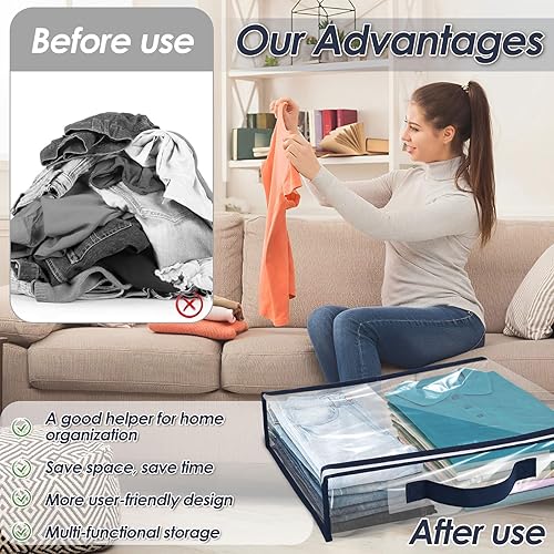 Miniatura 5 de Paquete de 12 organizadores y almacenamiento de sábanas, contenedores plegables de plástico para mantas, mantas, ropa y ropa de cama, transpirables
