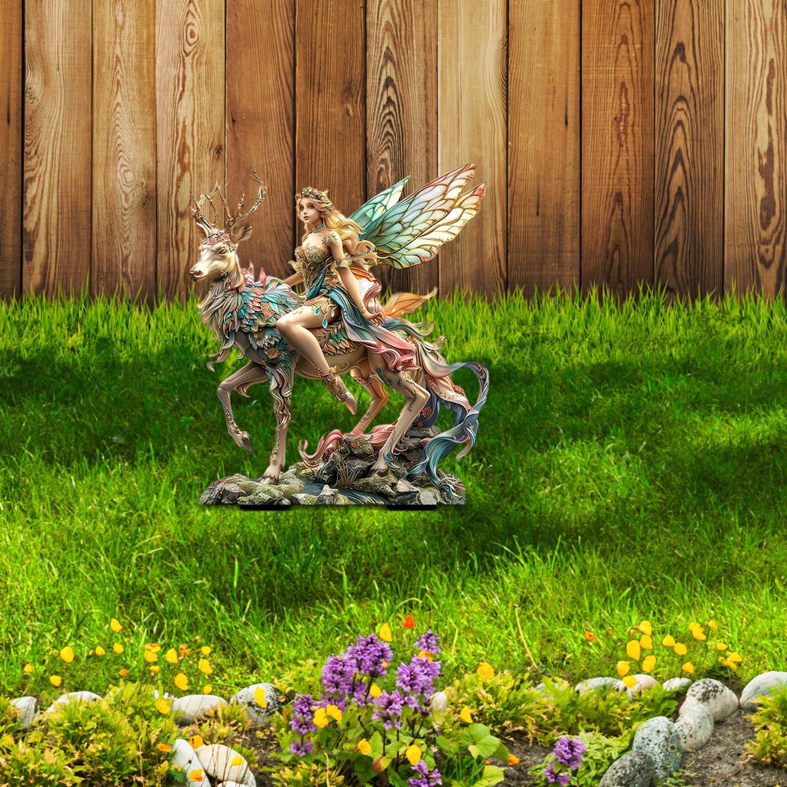 Statue de Jardin * * - Figurine de Fée Assise en Résine pour Décoration Extérieure * pour Thanksgiving & Toutes * Accessoires de Jardin