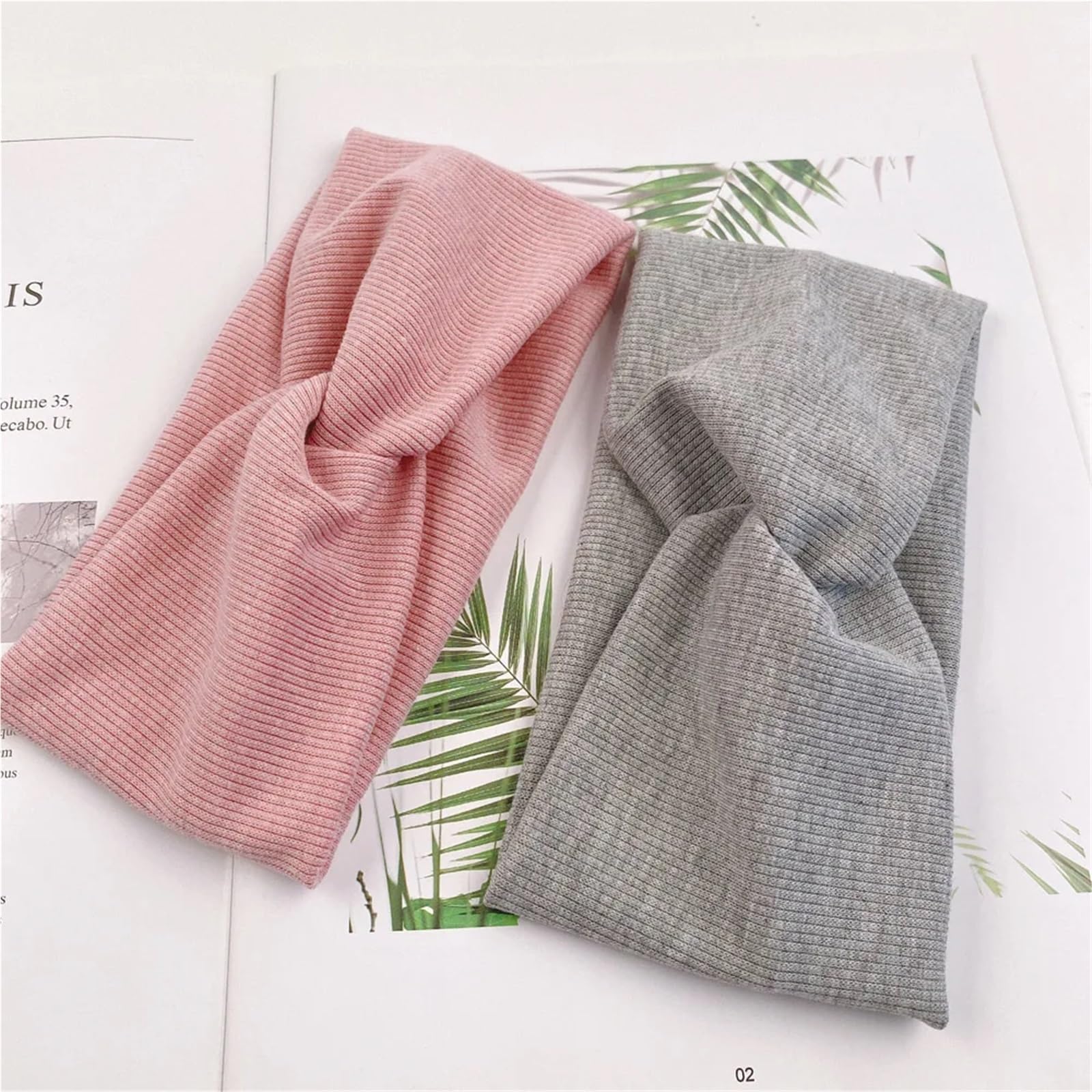 Winter-Haarband 3 stücke Frauen Mädchen Einfarbig Haar Bands Gestrickte Baumwolle Stirnbänder Kreuz Turban Verband Bandanas Haarbänder Haar Zubehör Zur Dekoration(Light pink)