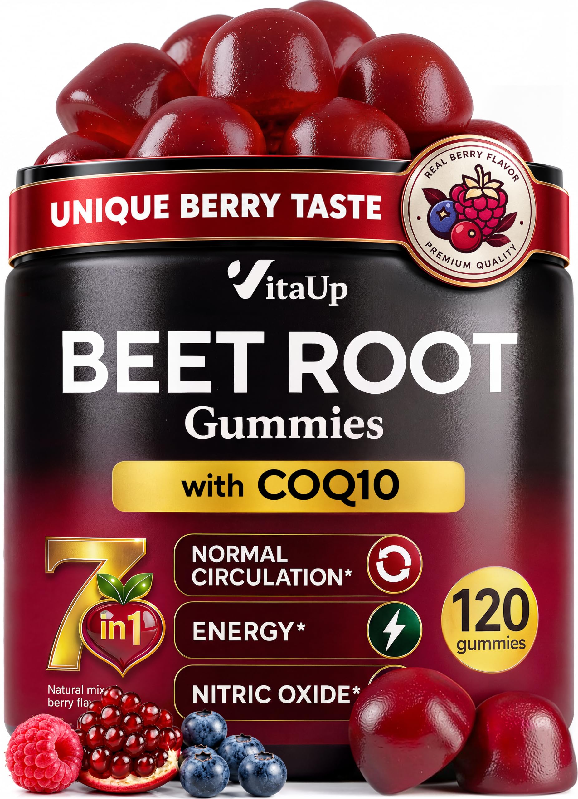 VitaUp Beet Root Gummies – Beetroot Gummies with CoQ10, Grape Seed, Vitamin C, B12 & B3 – Beets Gummies for Circulation Support – Beet Supplement for Energy & Immune Support – 60 Beets Chews — Amazon image 10