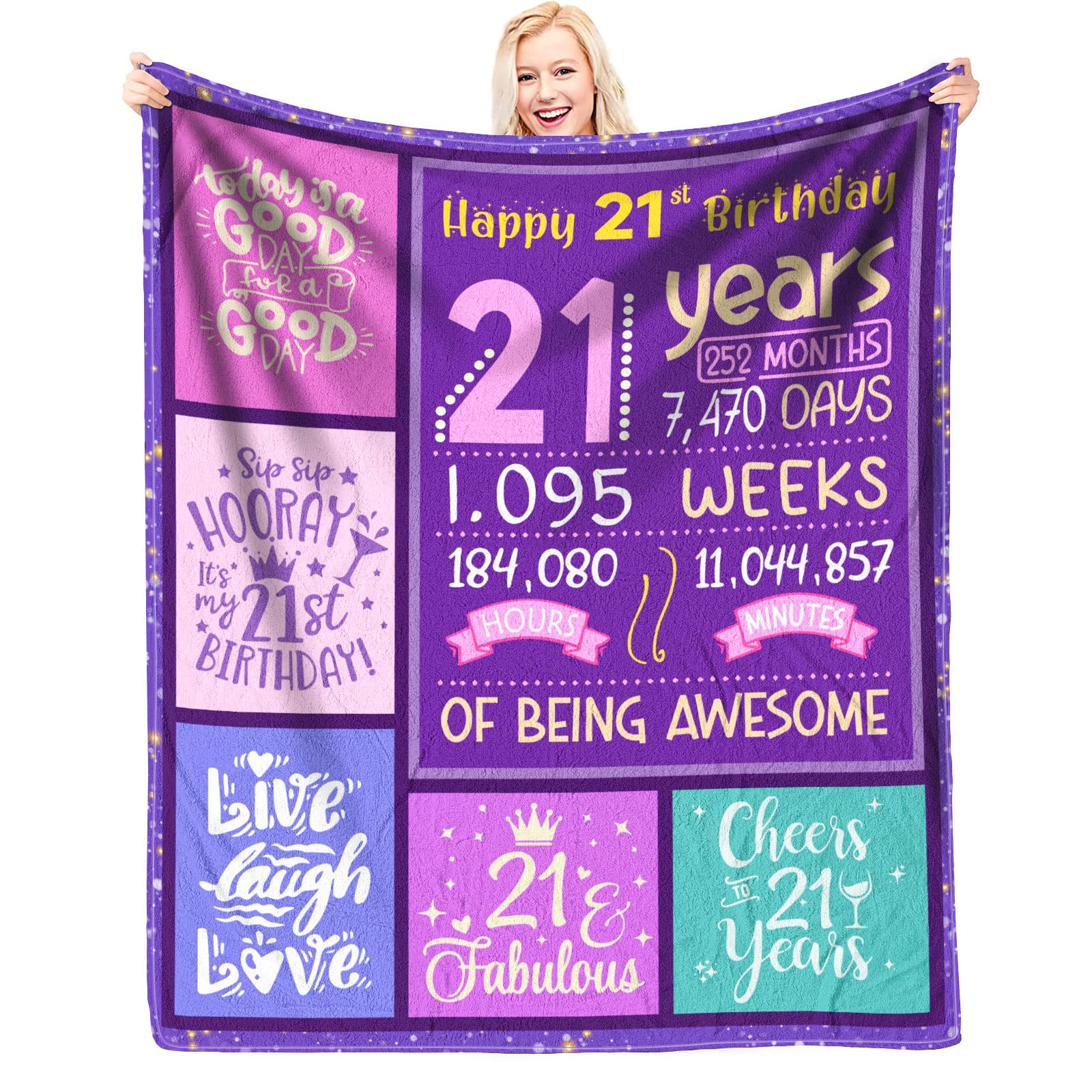Joyloce Decke Zum 21. Geburtstag – 152 X 127 Cm, Flanell-Fleece, Perfekt Als Geschenk Für 21-jährige Frauen