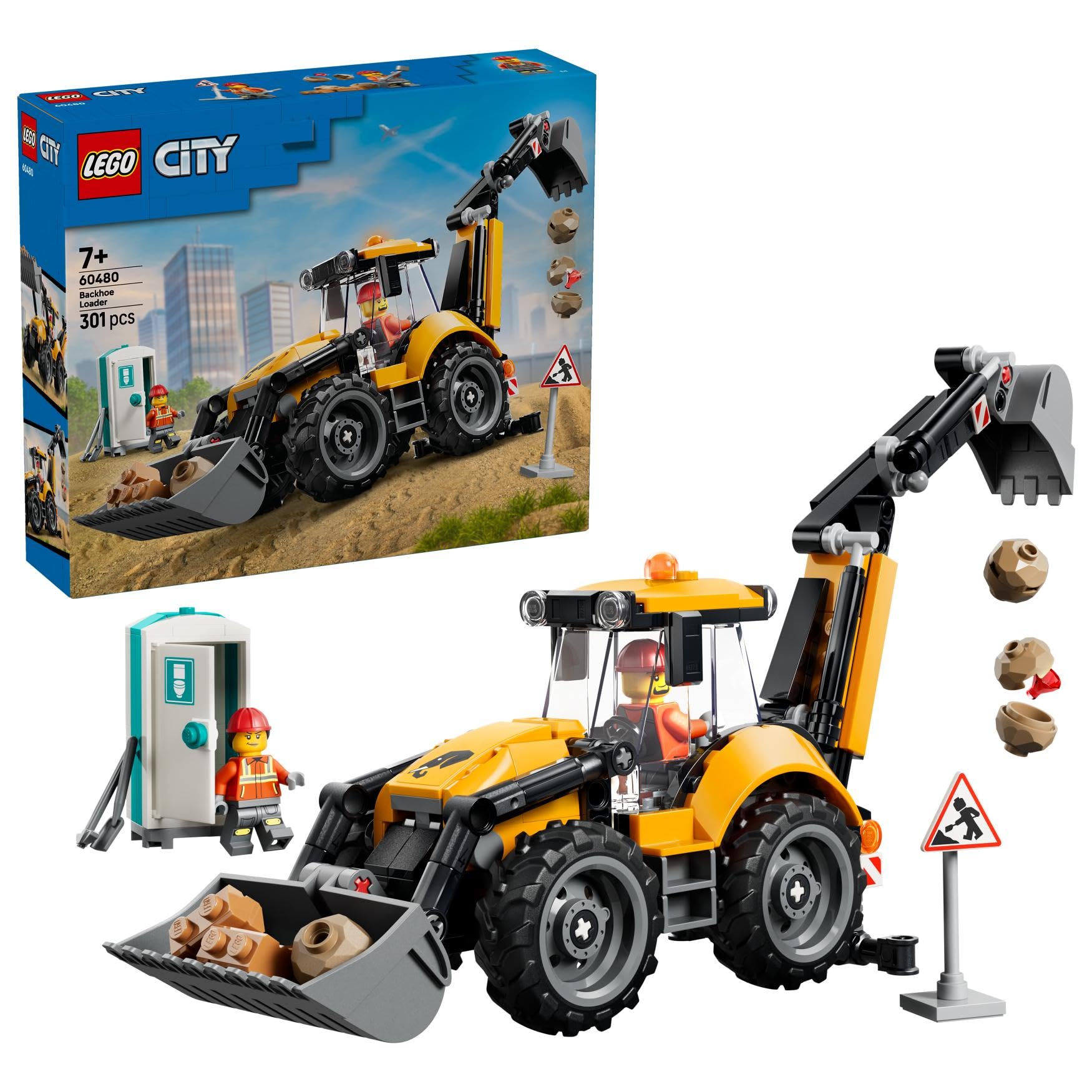 LEGO® City Yellow Backhoe Loader - Construction Site Toy with Realistic Functions - 60480-image-8