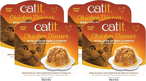 Miniatura 16 de Catit Cena de pollo con carne de res y calabaza - Alimento húmedo hidratante y saludable para gatos de todas las edades