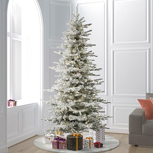 Miniatura 8 de Vickerman Árbol navideño delgado artificial con nieve artificial 45 pulgadas