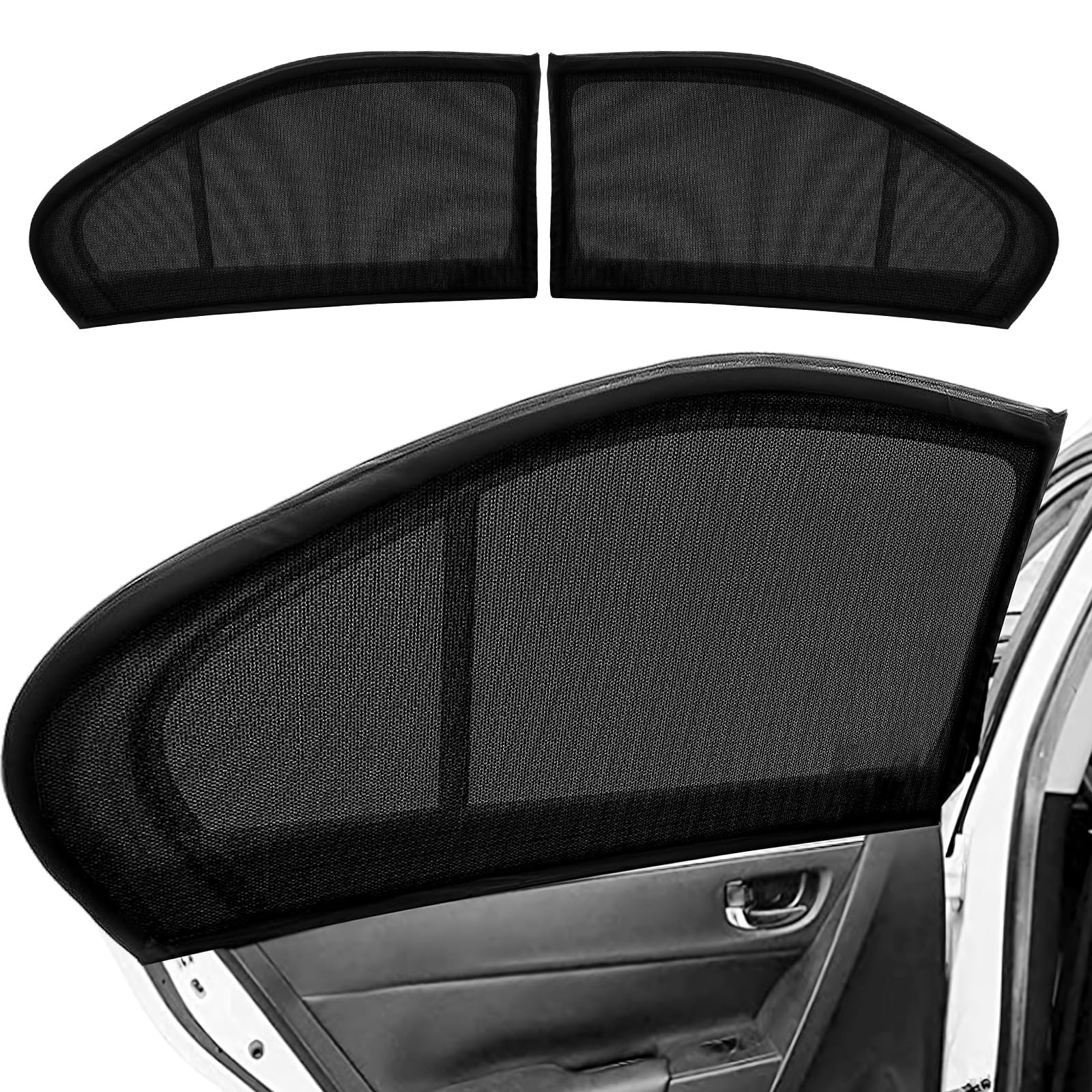 2 PCS ANBUY Car Window Sun Shades, Breathable Mesh Privacy Shade for Auto Side Window, Fits Most Cars, Privacy Protection, UV and Sun Rays Blocker (Black)
