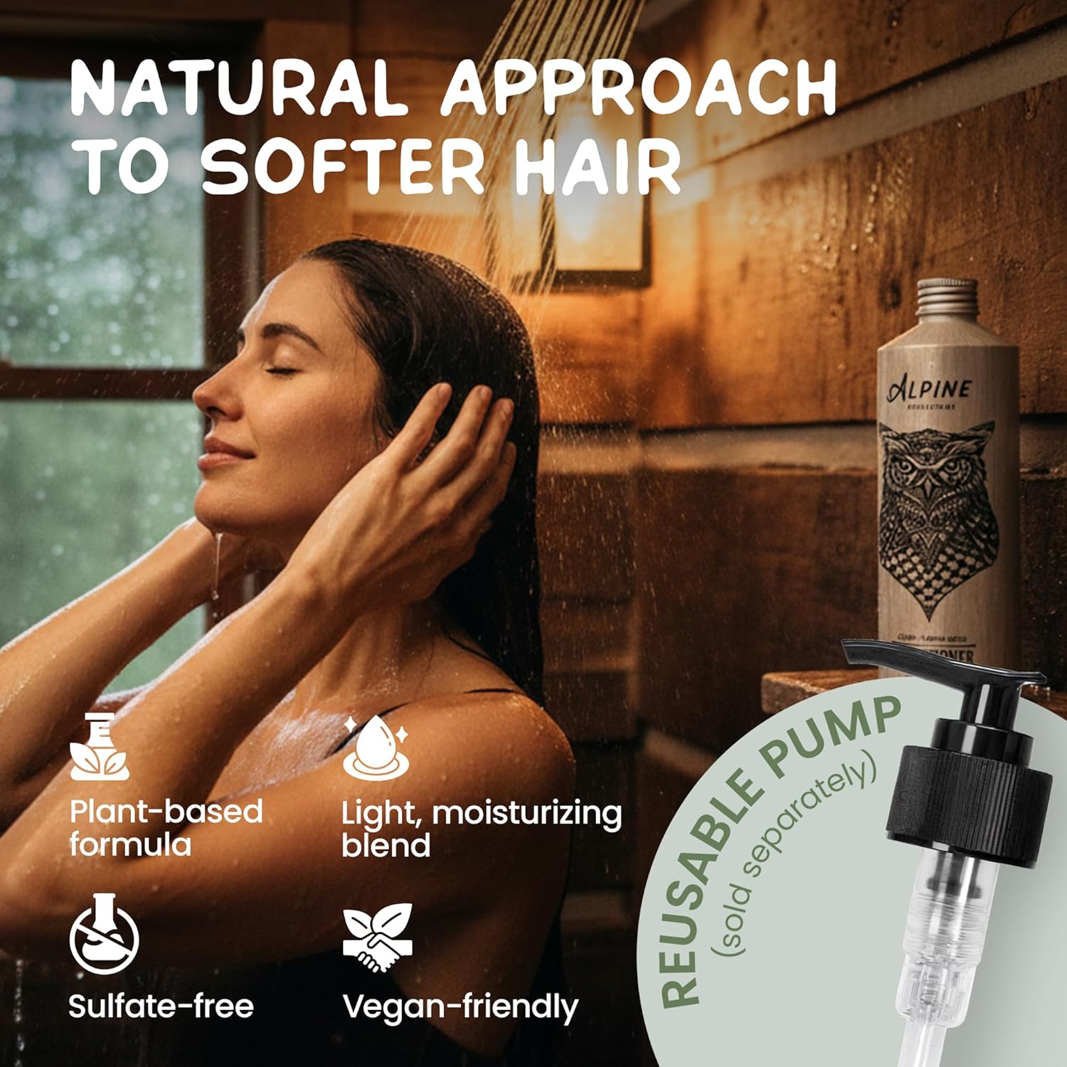 Alpine Provisions Natural & Organic Conditioner with Cedar & Sandalwood – Moisturizing Hair Conditioner with Aloe Vera, Sunflower Oil & Essential Oils – Sulfate-Free, Vegan, Plant Based – 16.9 fl oz