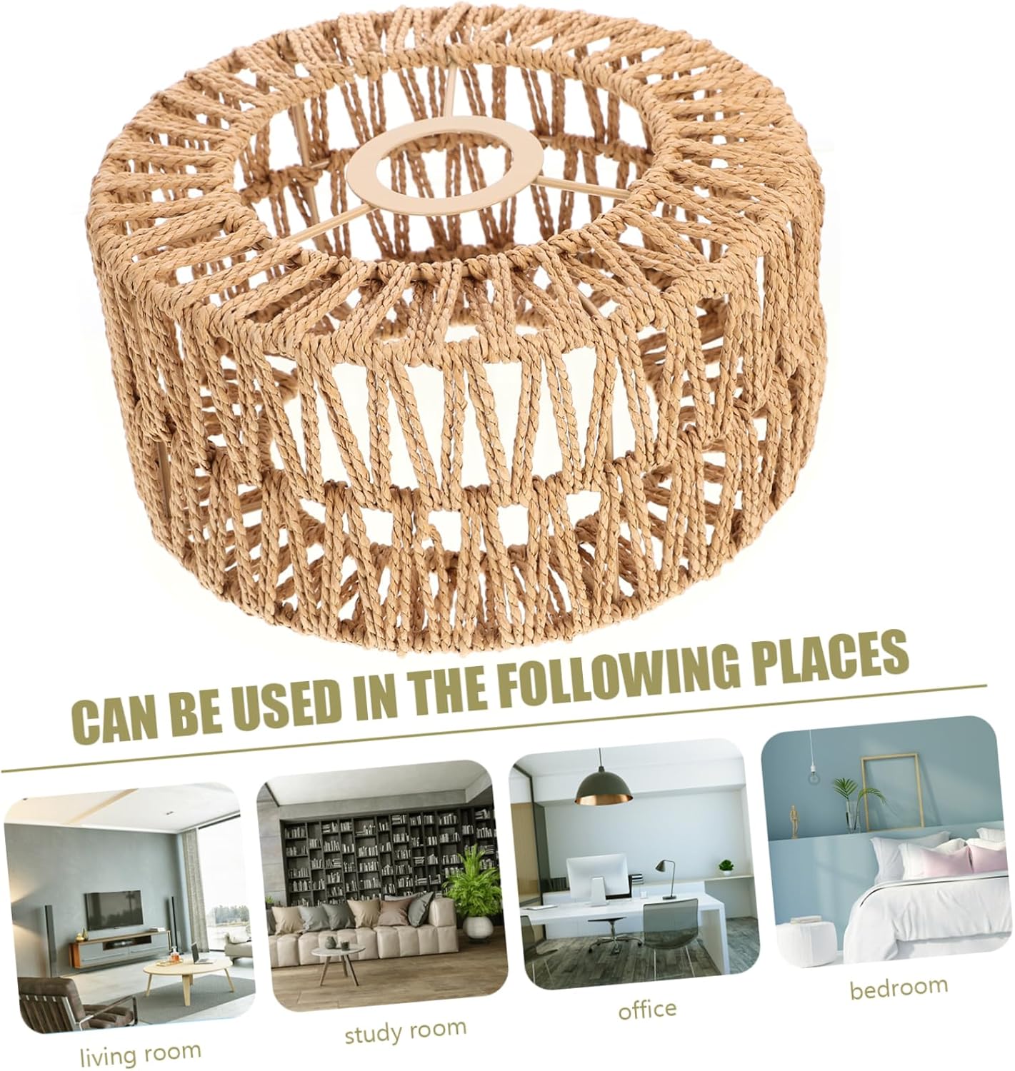 Cabilock Ceiling Light Covers Straw Rope Lampshade Rustic Hanging Light Fixture Cover for Living Room