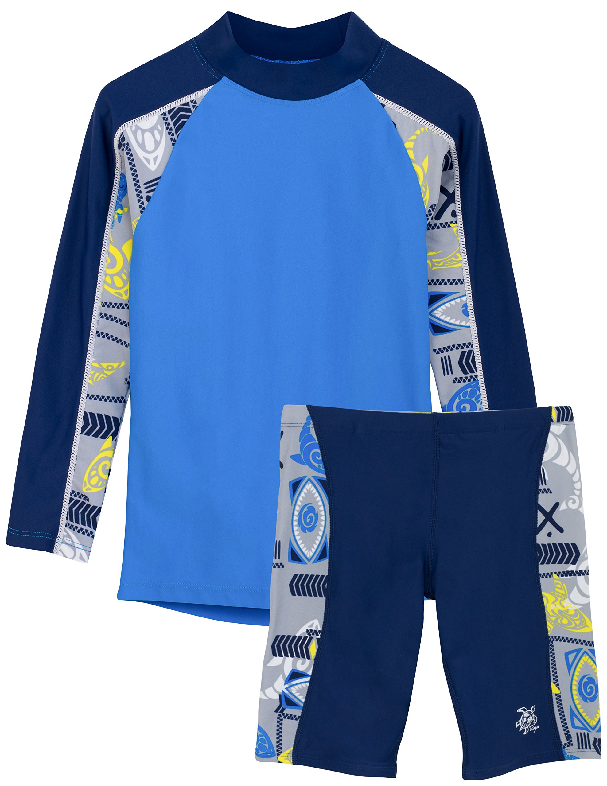 Tuga Boys Two-Piece Long Sleeve Swim Suit Set 2-14 Years, UPF 50+ Swimwear