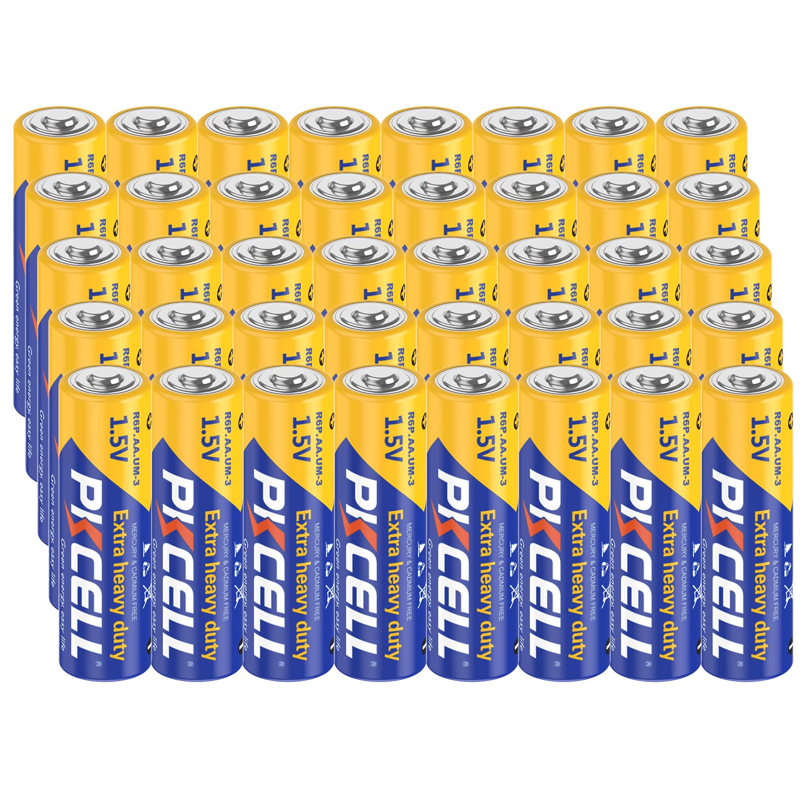 AA Batteries 1.5 V High Performance Zinc Carbon Batteries for Toys, Remote Controls, Lights, Pack of 40, PKCELL