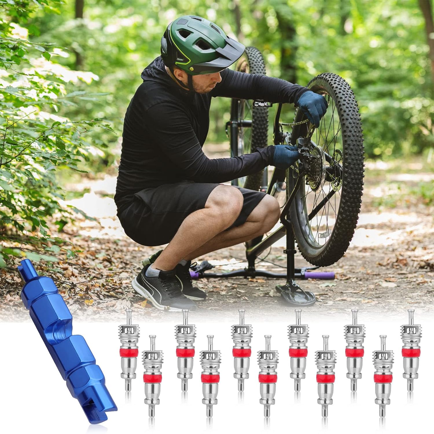 Savita 11pcs Valve Core Bike Kits, Stainless Steel Valve Cores for Tires Valve Cores Remover Tool for Cars Trucks Motorcycles and Bicycles (Blue)