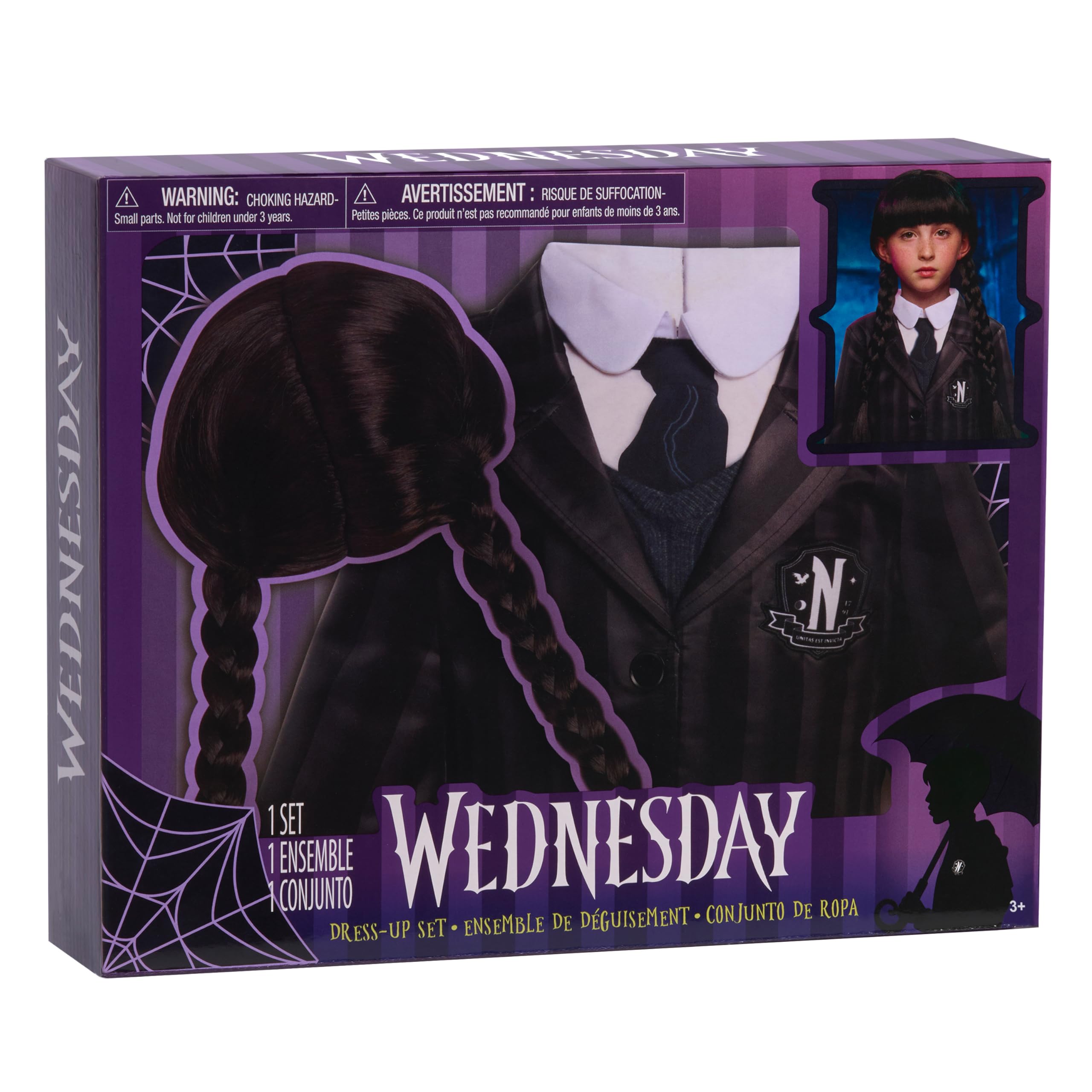 Wednesday Dress Up Set, 2-Pieces, Nevermore Academy Uniform, Dress Up and Pretend Play, Amazon Exclusive, Toy for Fans, Girls, Kids, Ages 4 and Up, Kids Toys for Ages 3 Up by Just Play