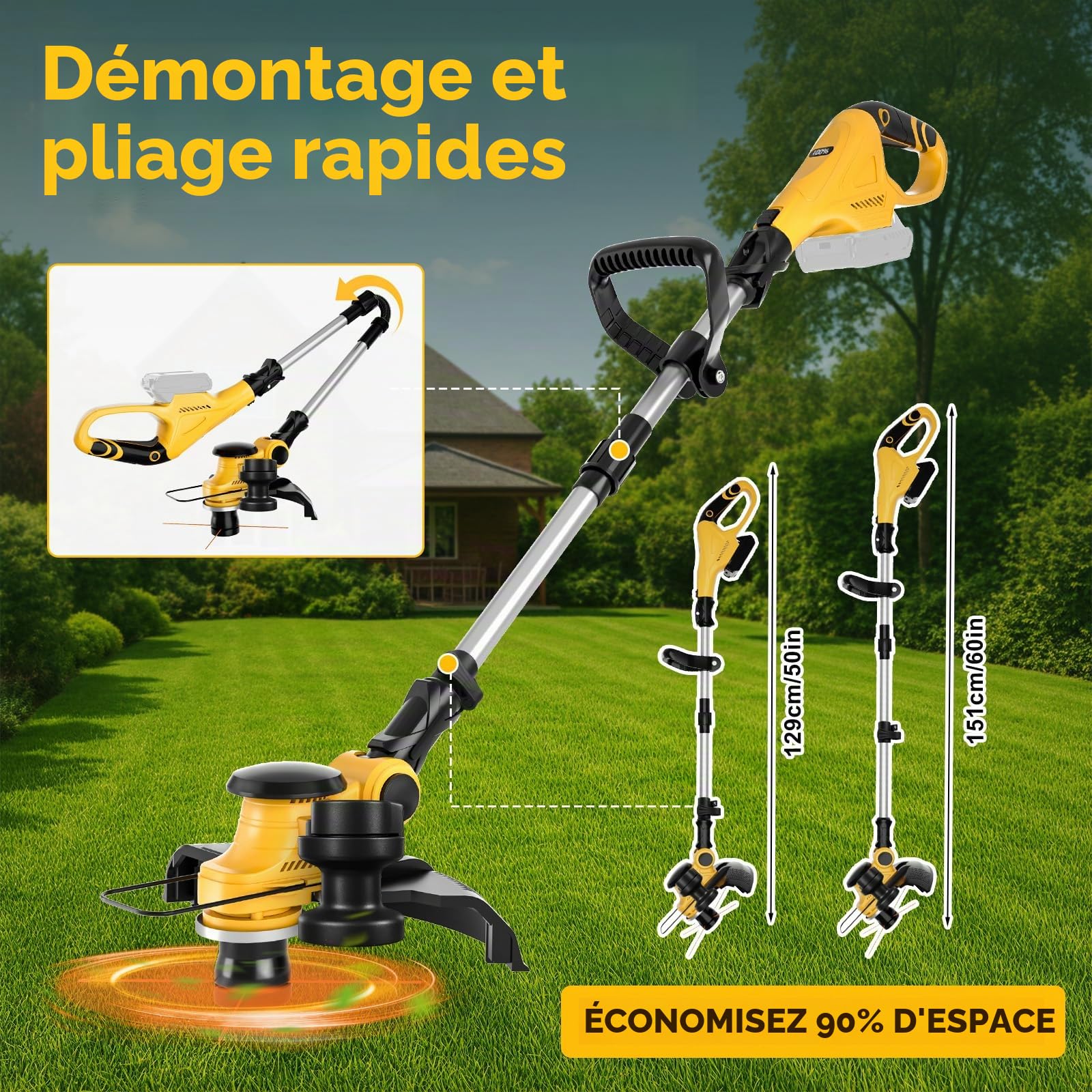 Débroussailleuse sans Fil Pliable pour Dewalt 20V (sans Batterie)